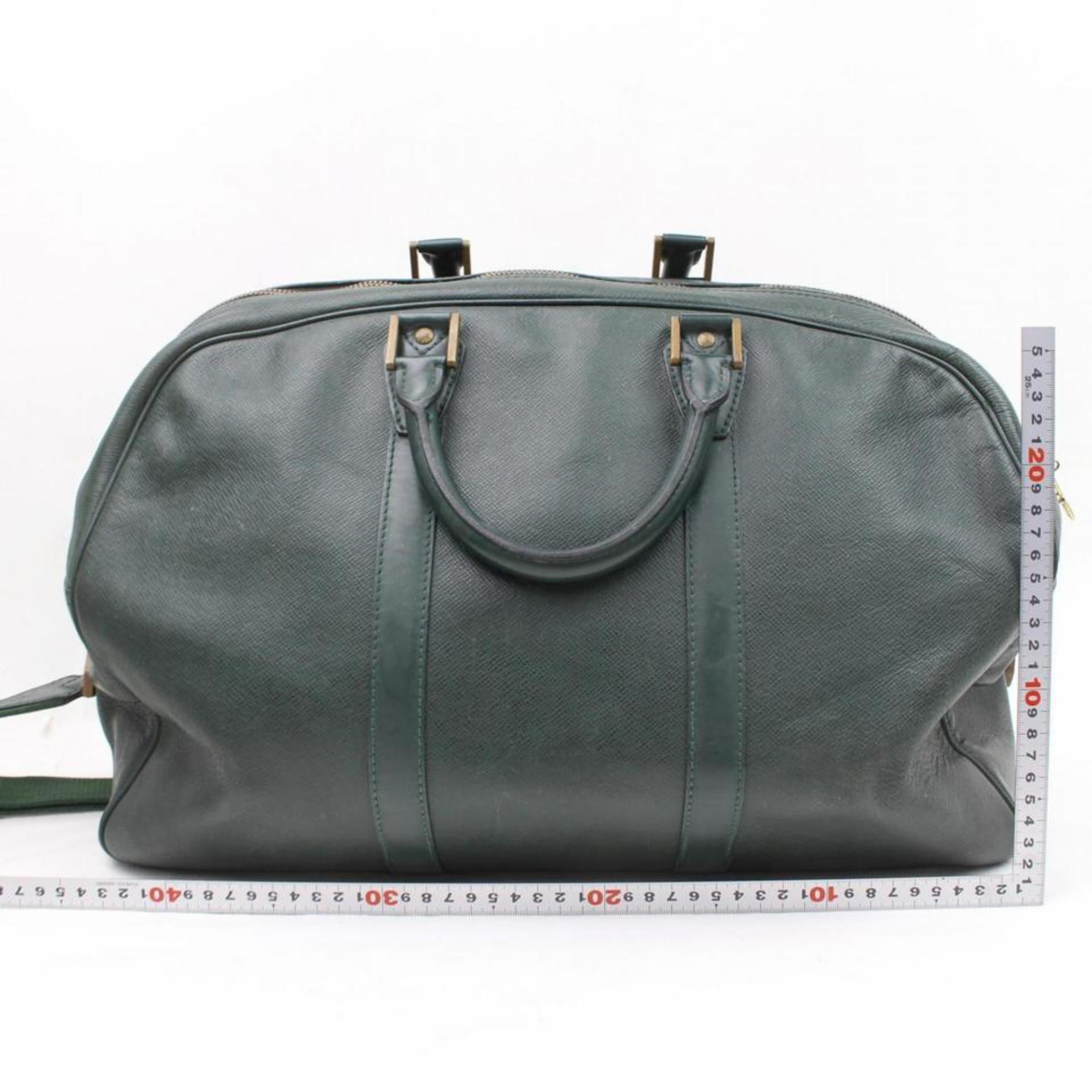 Louis Vuitton Kendall Pm 865993 Green Leather Weekend/Travel Bag For Sale 2