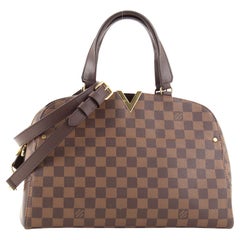 Louis Vuitton Bowling Vanity Handbag Leather with Tweed Black 6352619