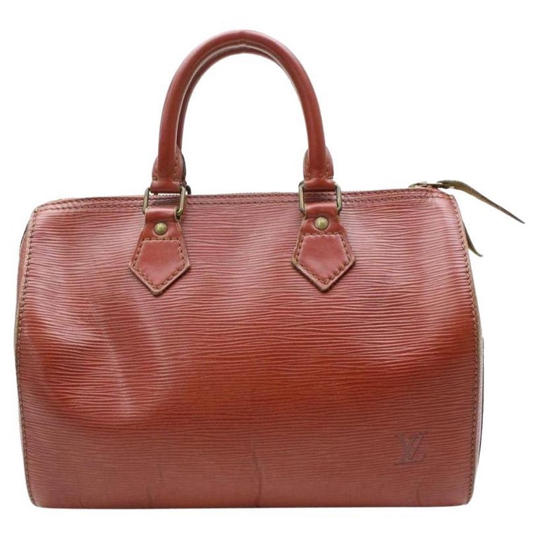 LOUIS Vuitton Brown Faux Leather LV Logo Speedy 35 Doctor Handbag