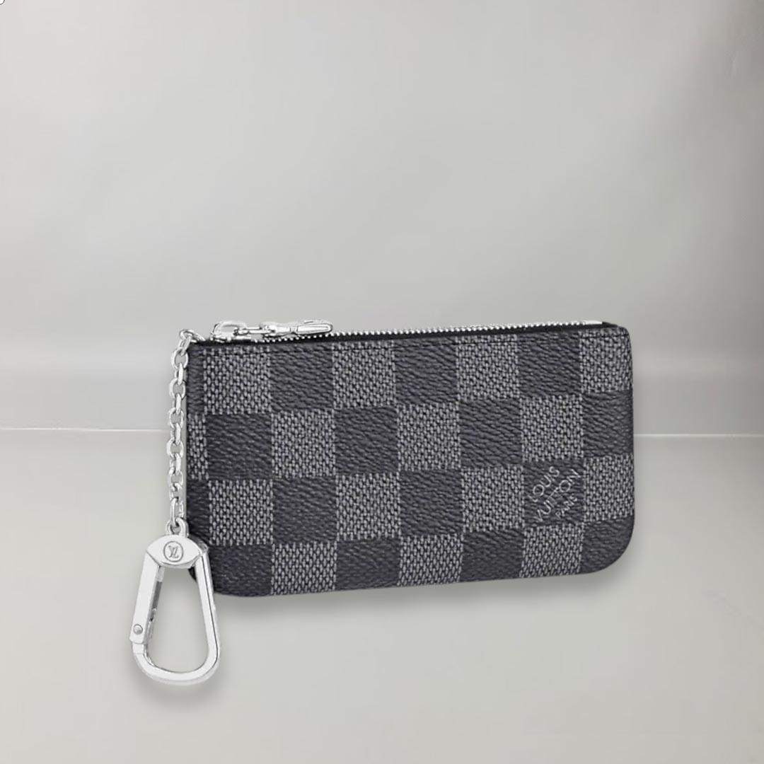 Louis Vuitton Key Pouch Checkered Graphite Canvas  For Sale 1