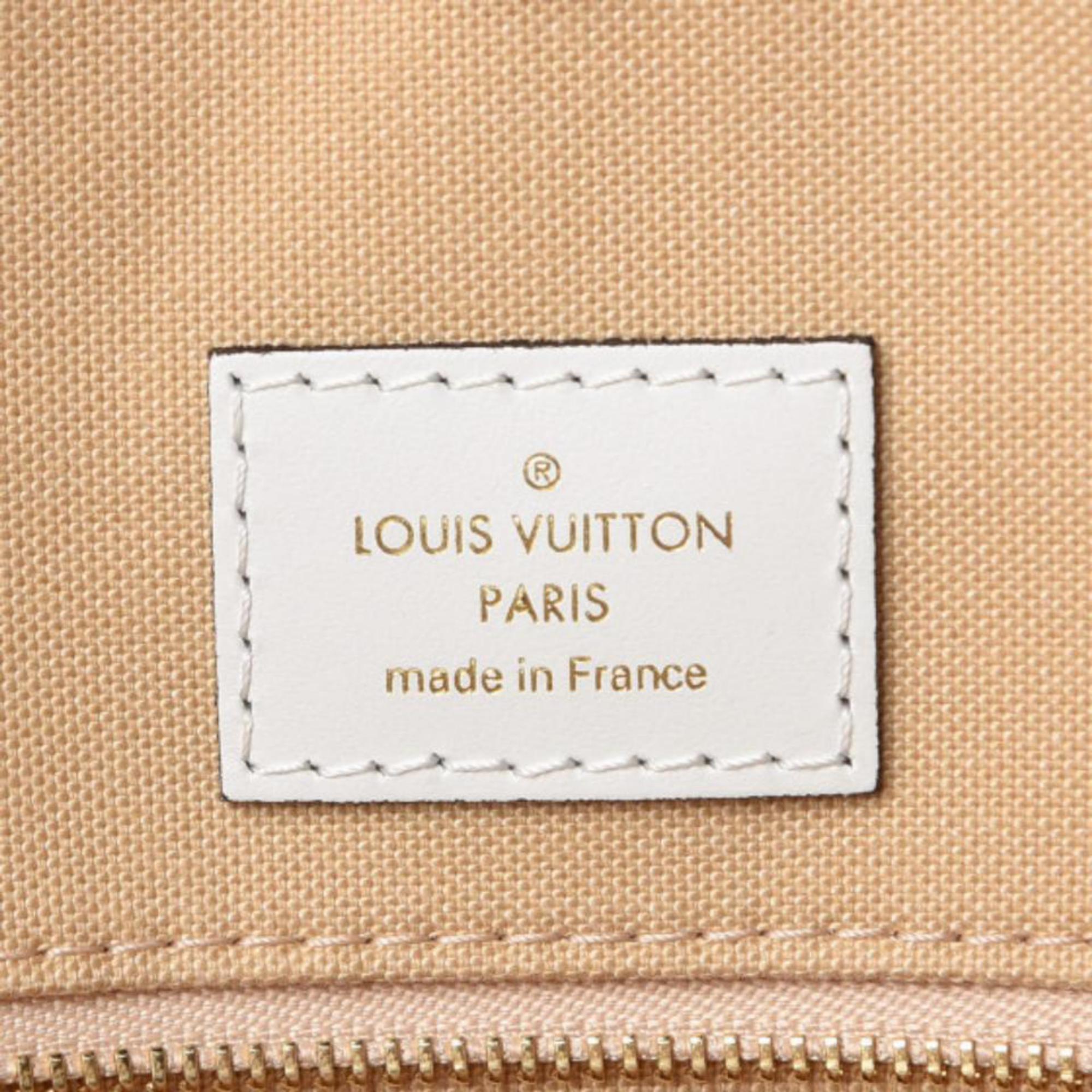 Louis Vuitton Khaki Beige Giant Onthego 2way 870625 White Coated Canvas Tote In New Condition For Sale In Forest Hills, NY