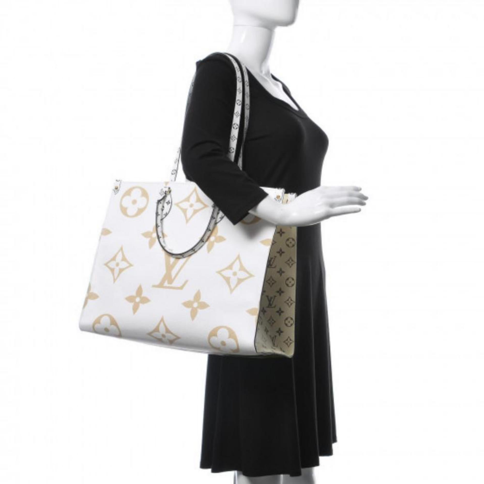 BRAND NEW
(10/10 or N)
Includes Box, Dust Bag, Care Tag and Copy of Receipt
We guarantee this is an authentic LOUIS VUITTON Monogram Giant Onthego Creme or 100% of your money back. This limited edition tote features oversized and smaller sized
