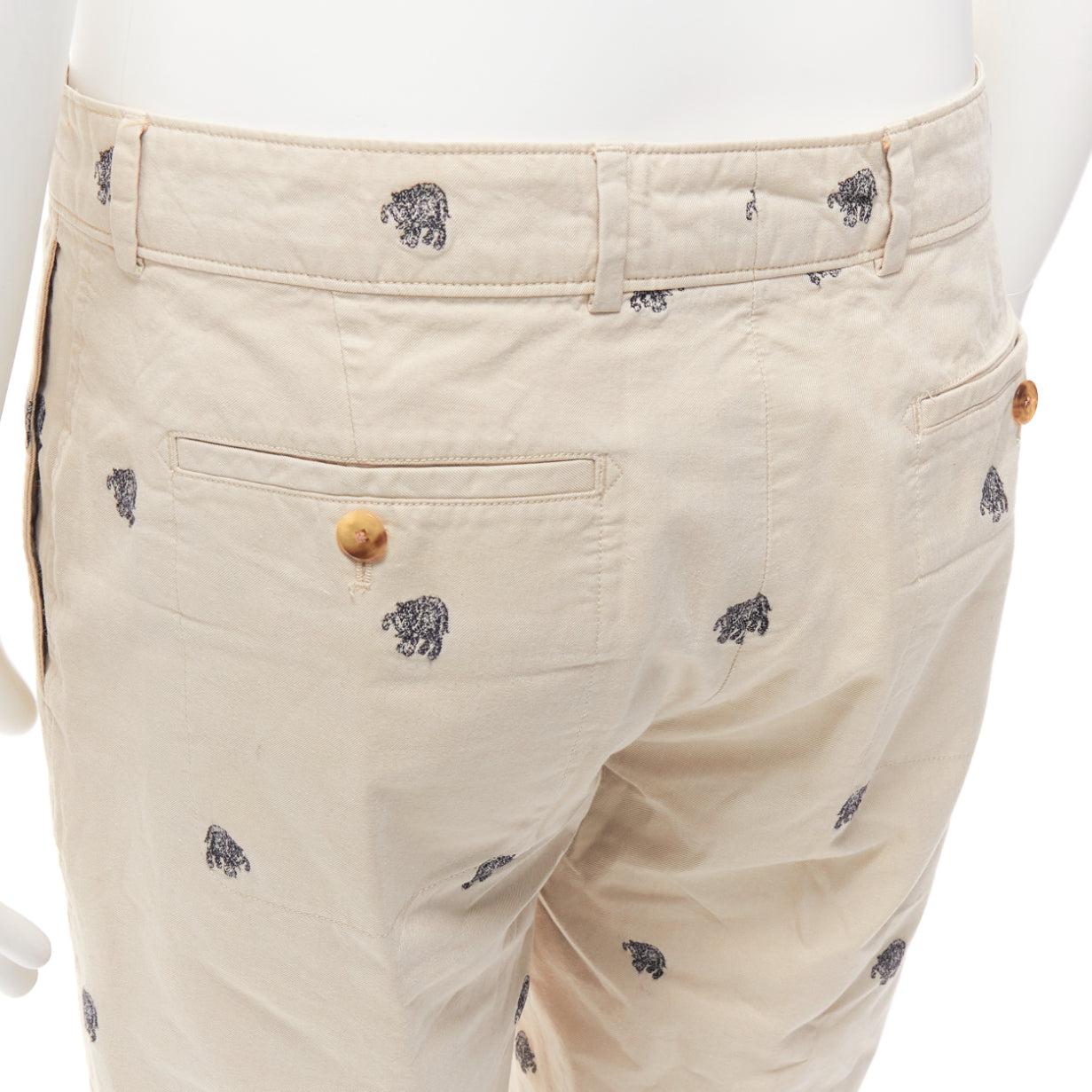 LOUIS VUITTON khaki cotton black elephant embroidery safari shorts FR42 M
Reference: JSLE/A00136
Brand: Louis Vuitton
Material: Cotton
Color: Beige, Black
Pattern: Elephant
Closure: Zip Fly
Lining: Cream Fabric
Extra Details: Discreet LV stamp logo