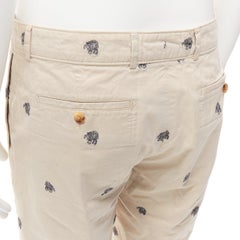 LOUIS VUITTON khaki cotton black elephant embroidery safari shorts FR42 M