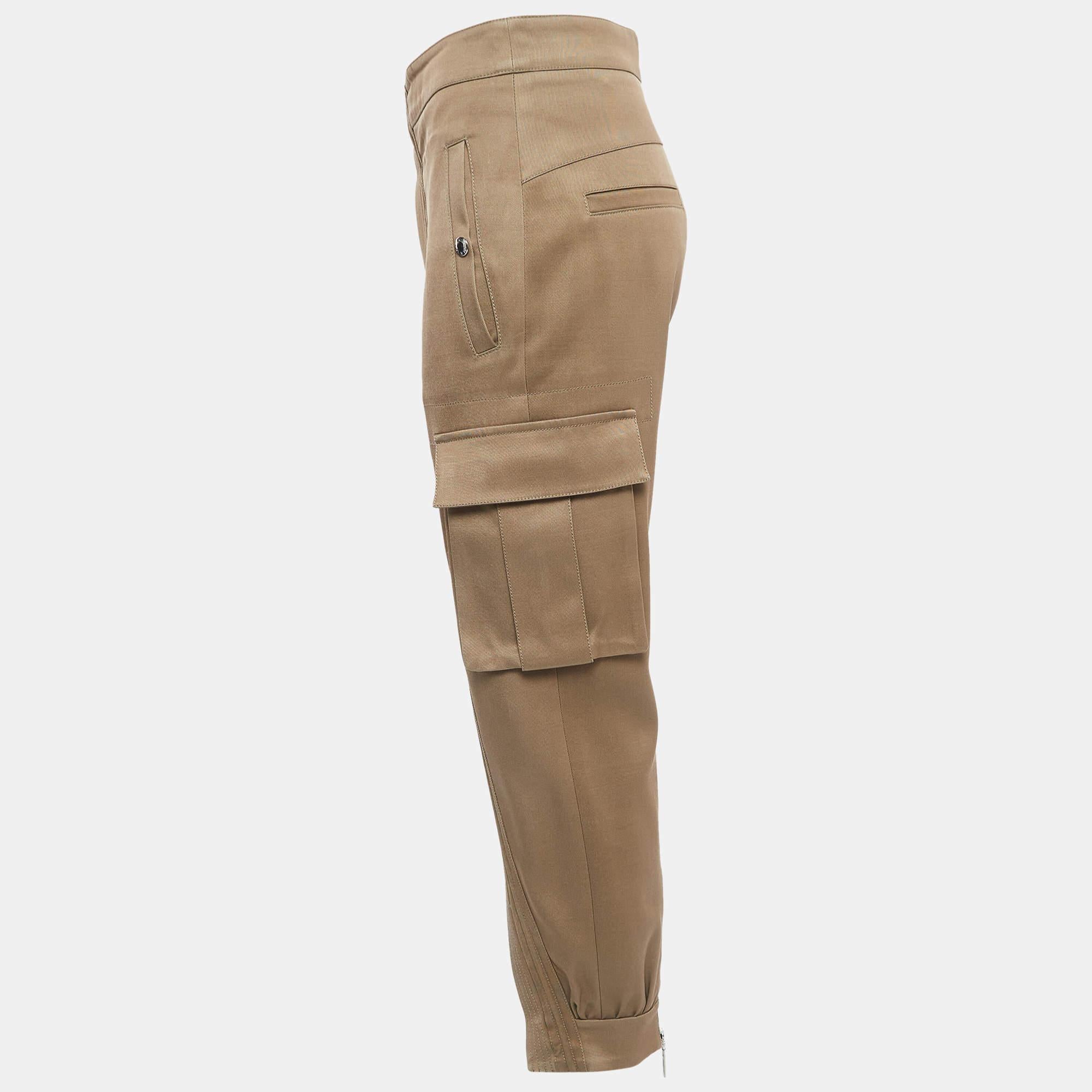 Brown Louis Vuitton Khaki Gabardine Diagonal Zipper Cargo Pants S