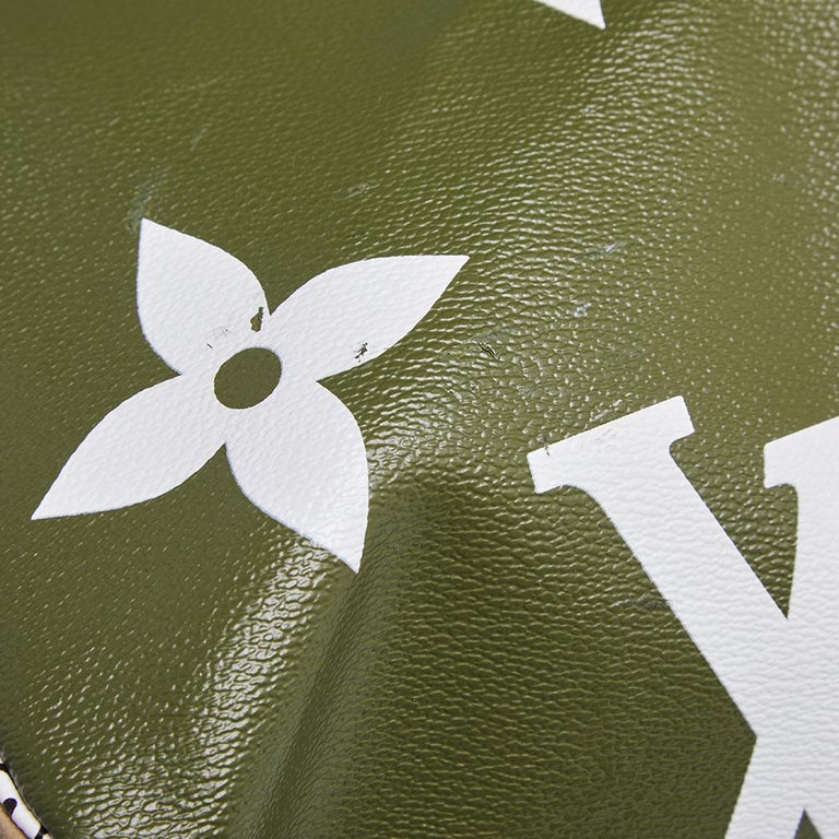 Louis Vuitton Khaki Green/Beige Monogram Giant Canvas Keepall Bandouliere  50 Bag at 1stDibs