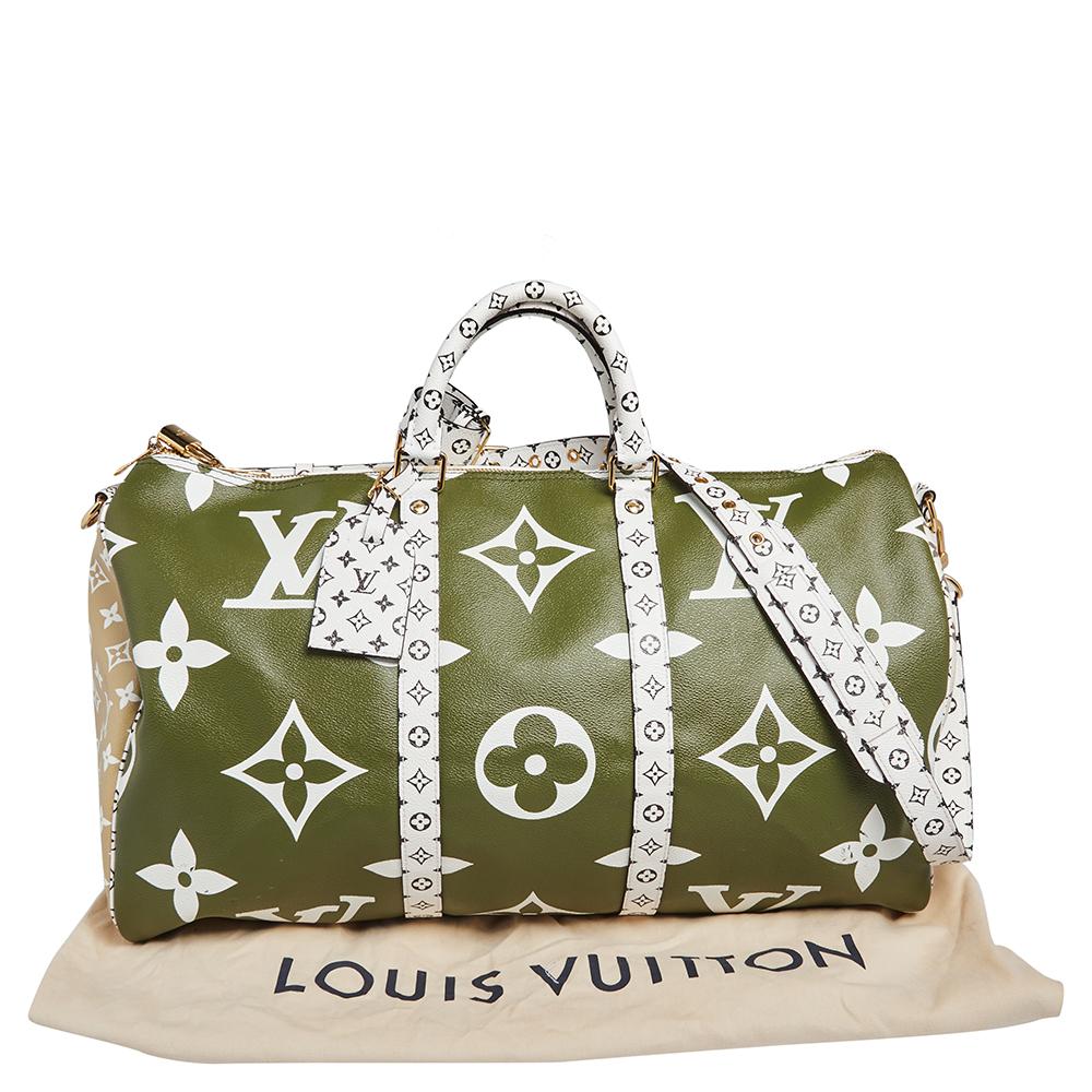 Louis Vuitton Khaki Green/Beige Monogram Giant Canvas Keepall Bandouliere 50 Bag 8