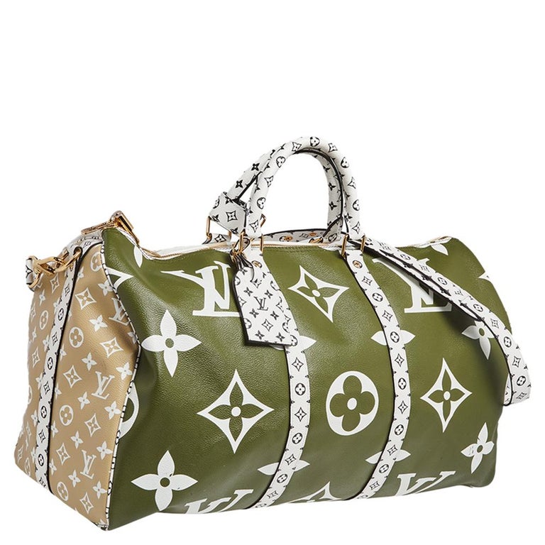 Louis Vuitton Keepall Bandouliere Monogram Giant 50 Khaki Green/Beige in  Coated Canvas/Leather
