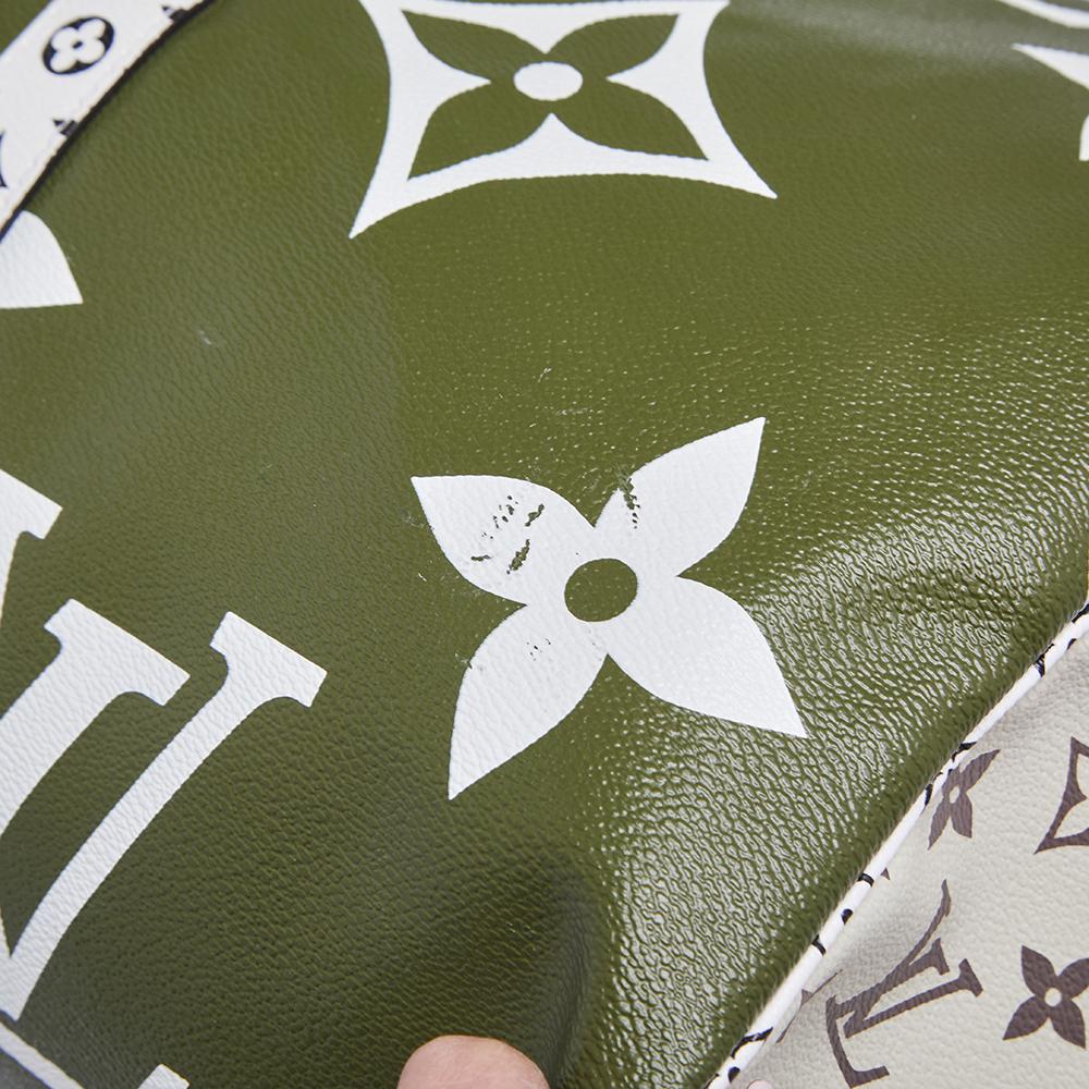 Louis Vuitton Khaki Green/Beige Monogram Giant Canvas Keepall Bandouliere 50 Bag 3