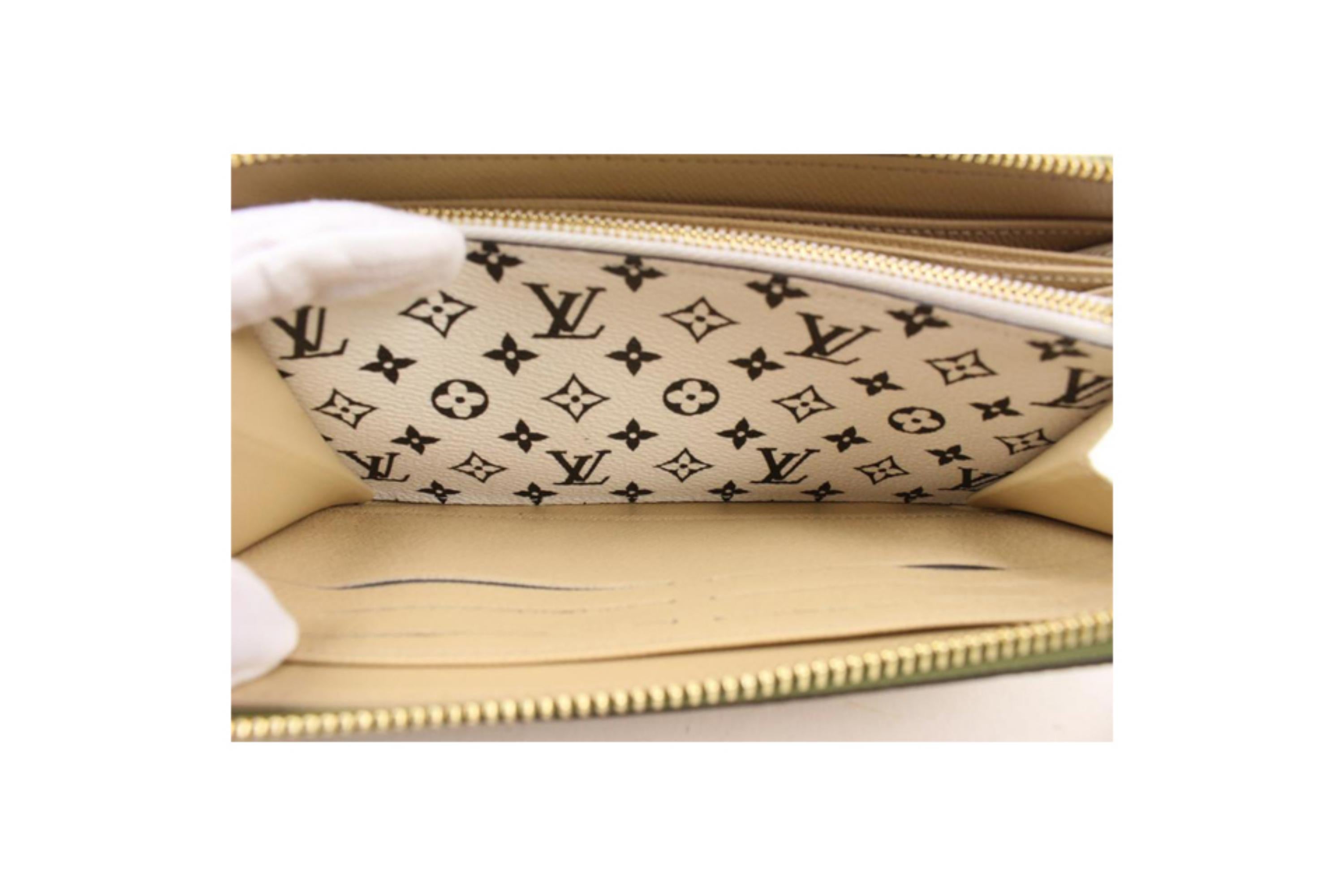 Louis Vuitton Khaki Grün Beige Monogramm Riesen Reißverschluss Geldbörse mit langem Reißverschluss, lang, 78l 1