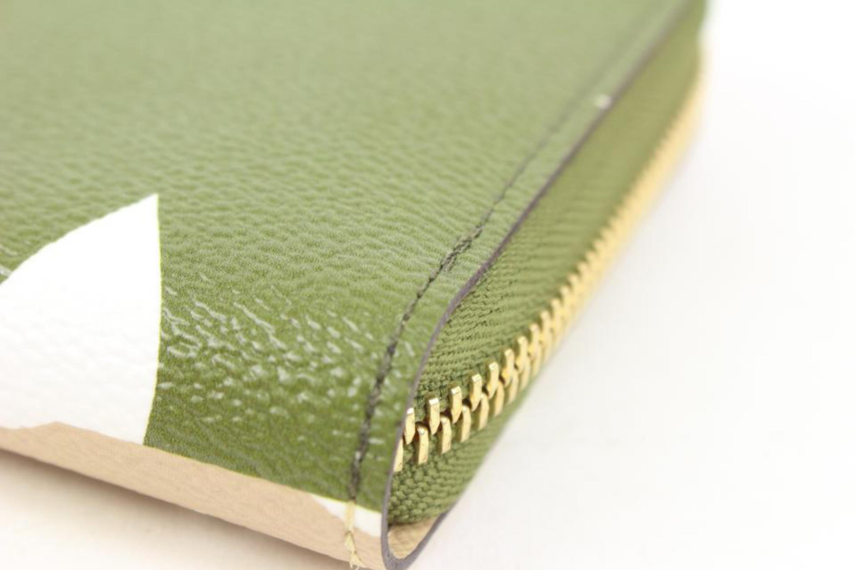 Women's Louis Vuitton Khaki Green Beige Monogram Giants Zippy Wallet Long Zip Around 78l For Sale