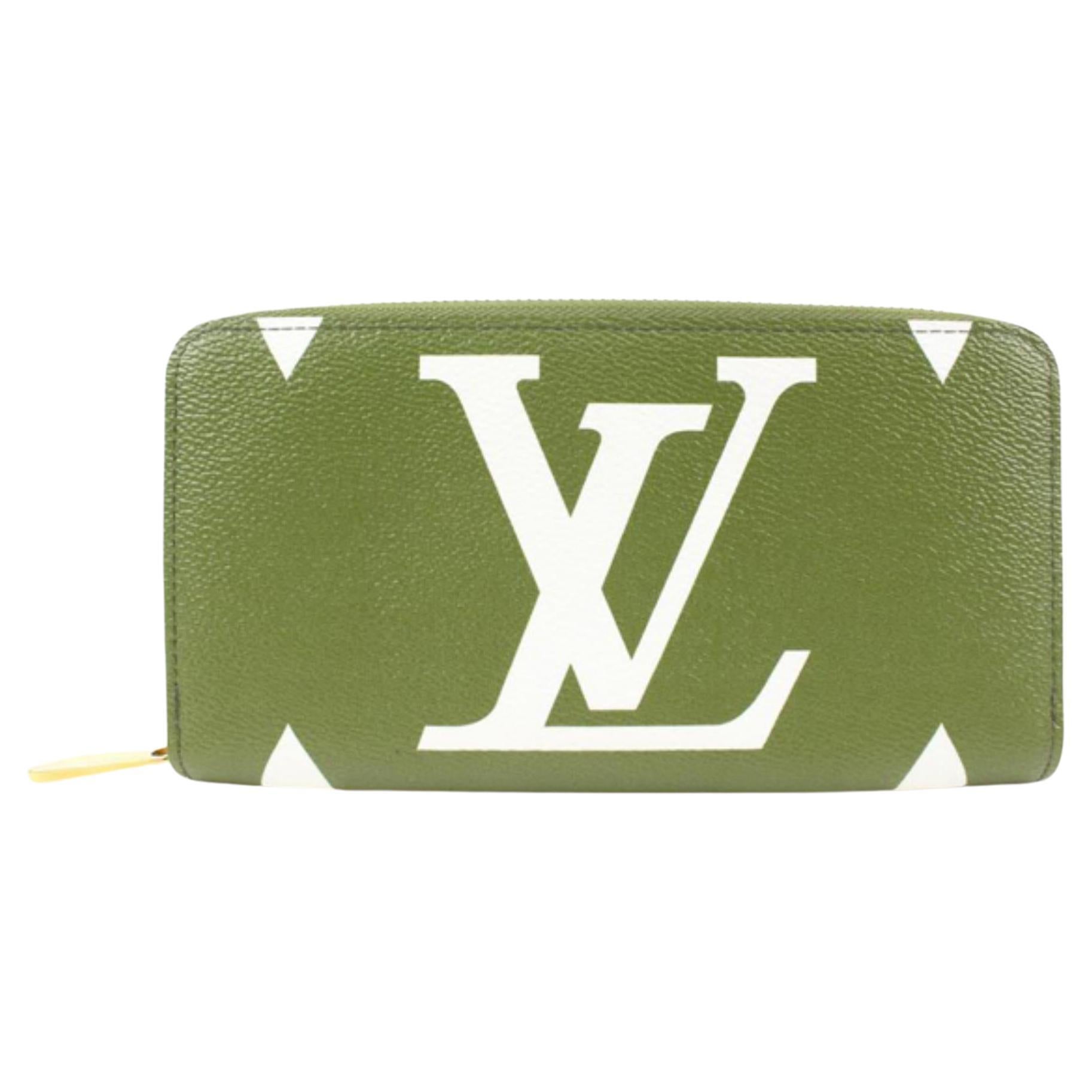 Louis Vuitton Khaki Green Beige Monogram Giants Zippy Wallet Long Zip Around 78l For Sale