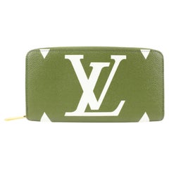 Louis Vuitton Khaki Green Beige Monogram Giants Zippy Wallet Long Zip Around 78l