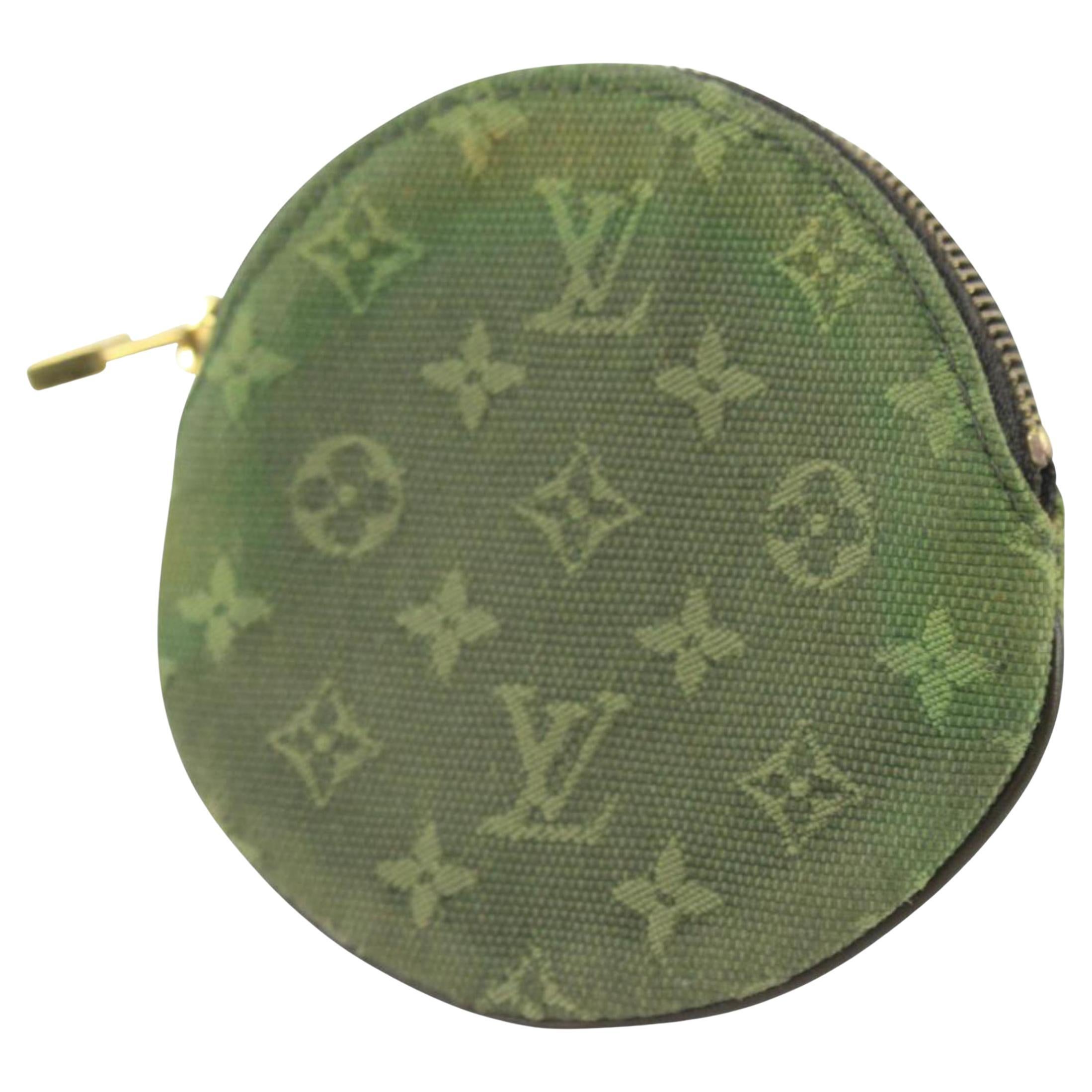 Louis Vuitton Khaki Green Mini Lin Coin Purse Ronde Change Pouch 10lv1029