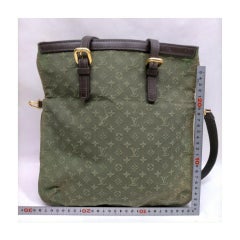 Louis Vuitton Khaki Green Mini Lin Francoise 2way Folding Tote Bag 863316