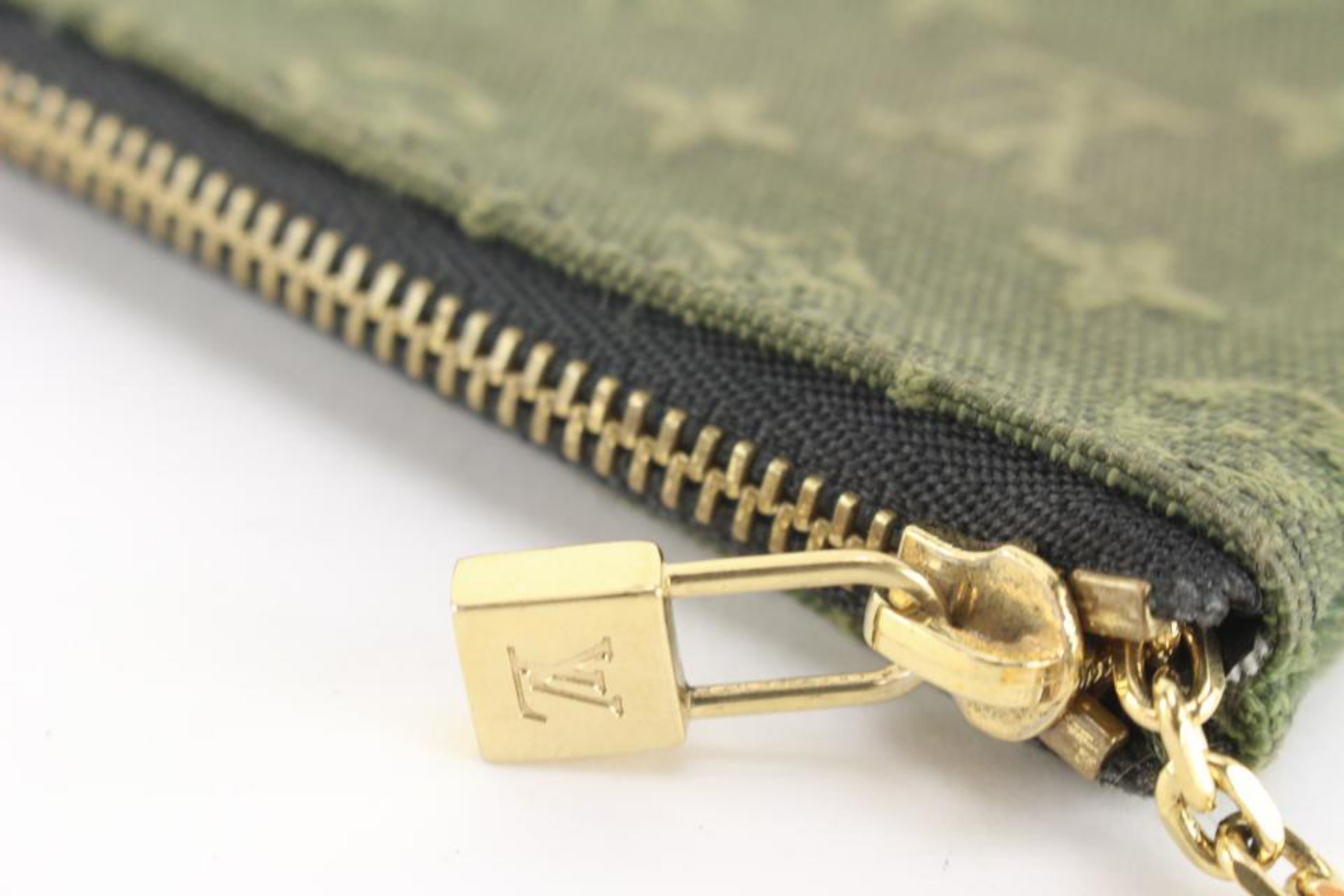 Louis Vuitton Khaki Green Monogram Mini Lin Denim Key Pouch Pochette Cles 80cz72 4
