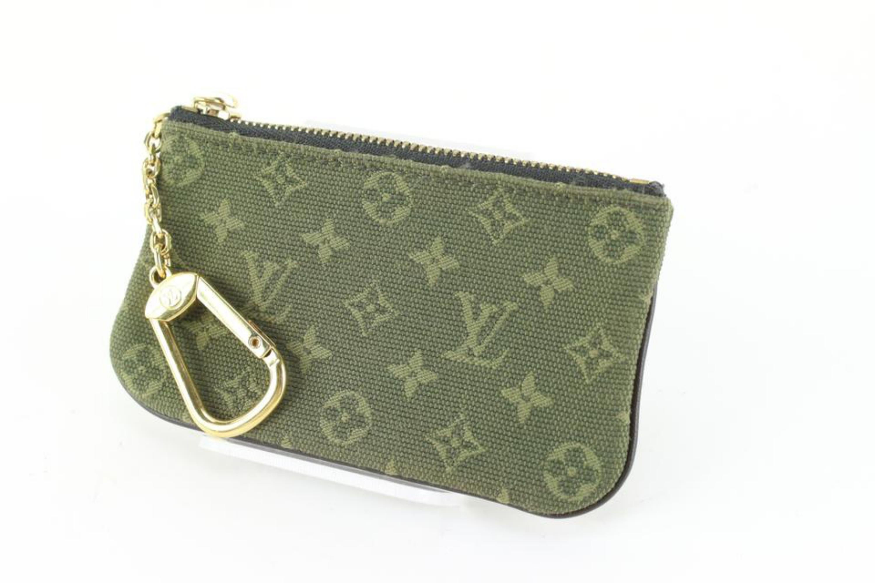 Louis Vuitton Khaki Green Monogram Mini Lin Denim Key Pouch Pochette Cles 80cz72 5