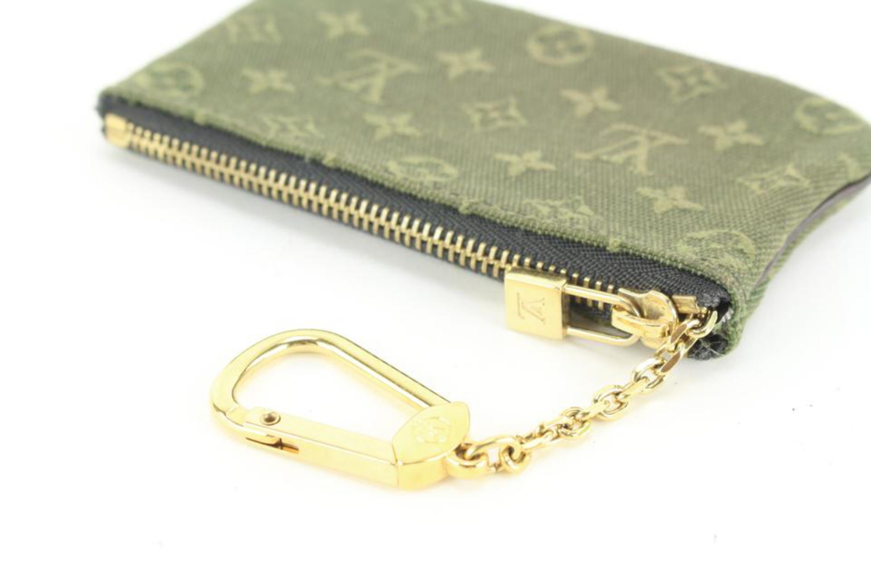 Louis Vuitton Khaki Green Monogram Mini Lin Denim Key Pouch Pochette Cles 80cz72 1