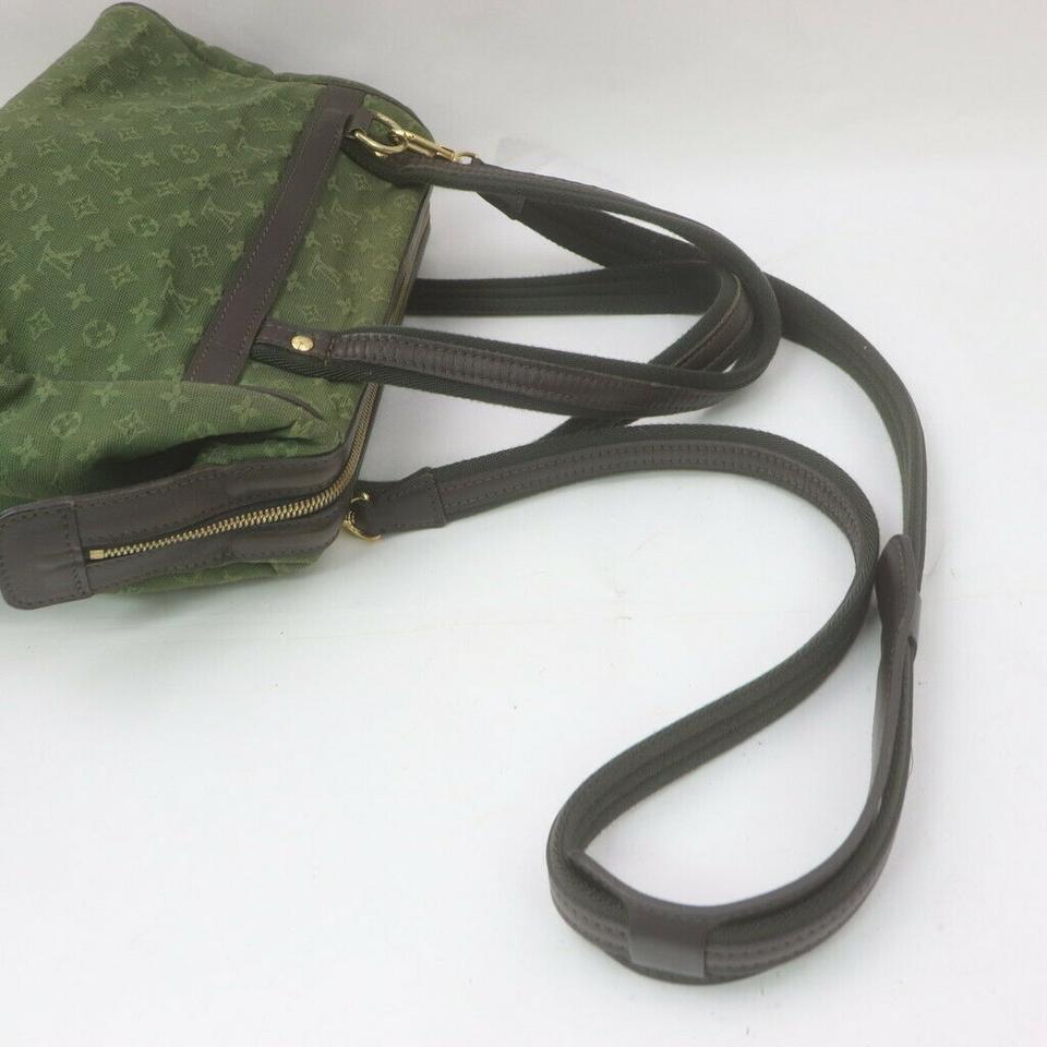 Louis Vuitton Khaki Green Monogram Mini Lin Josephine PM Speedy Bag wit Strap For Sale 2