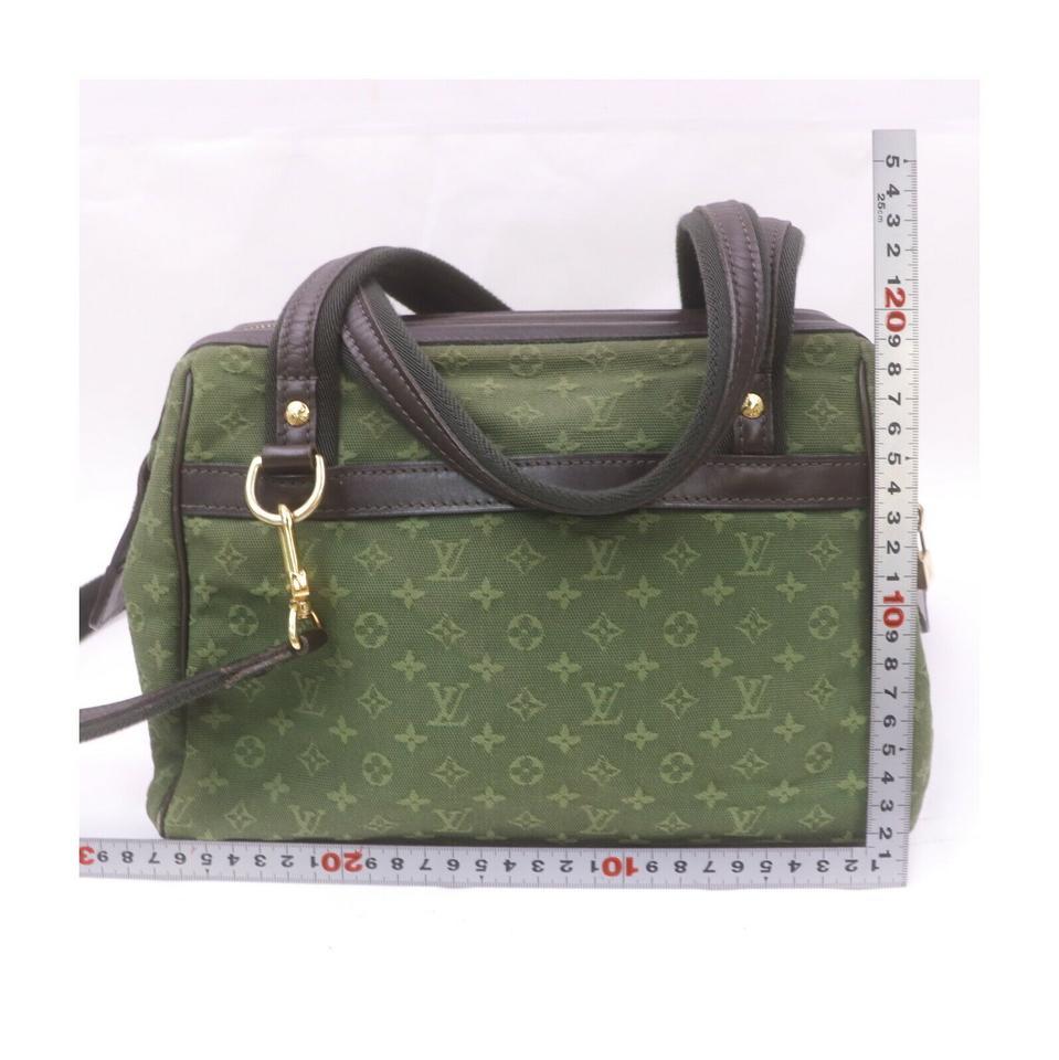 Louis Vuitton Khaki Green Monogram Mini Lin Josephine PM Speedy Bag wit Strap For Sale 4