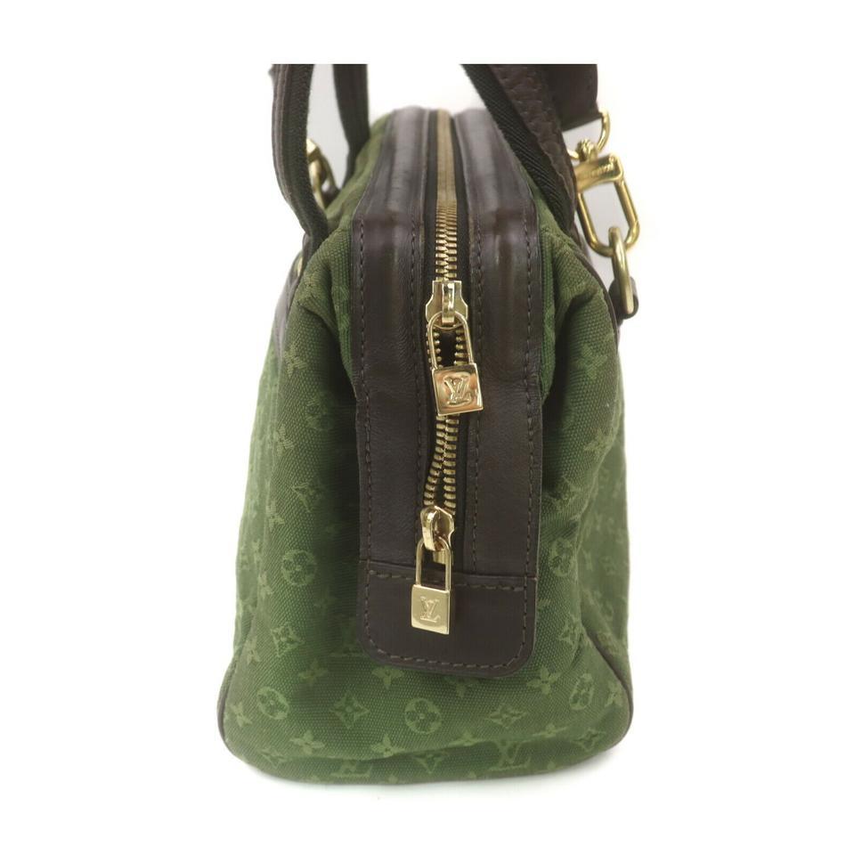 Beige Louis Vuitton Khaki Green Monogram Mini Lin Josephine PM Speedy Bag wit Strap For Sale
