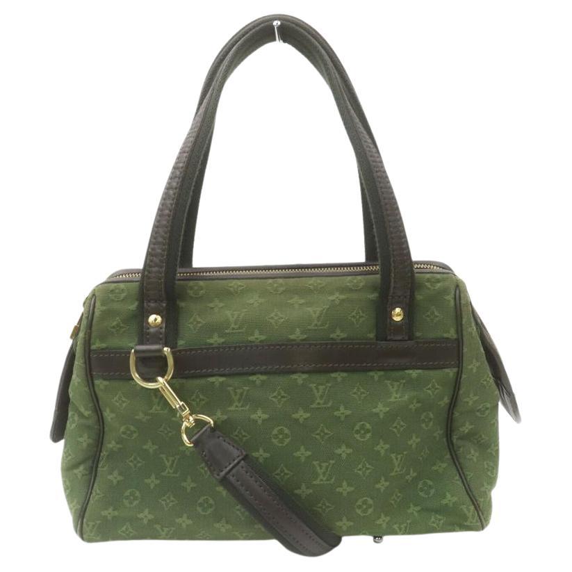 Louis Vuitton Khaki Green Monogram Mini Lin Josephine PM Speedy Bag wit Strap For Sale