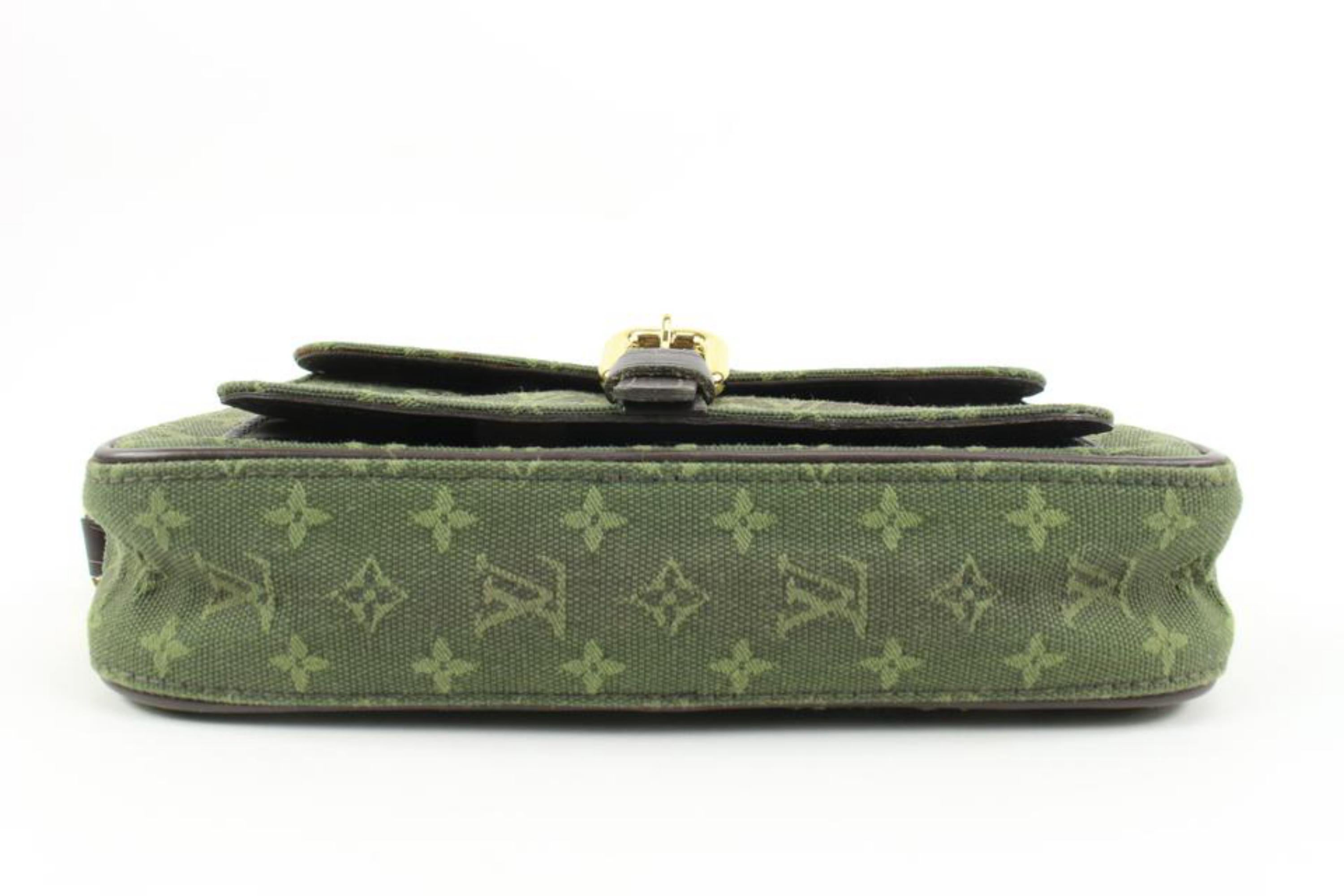 Beige Louis Vuitton Khaki Green Monogram Mini Lin Juliette MM Crossbody Bag 64lv218s