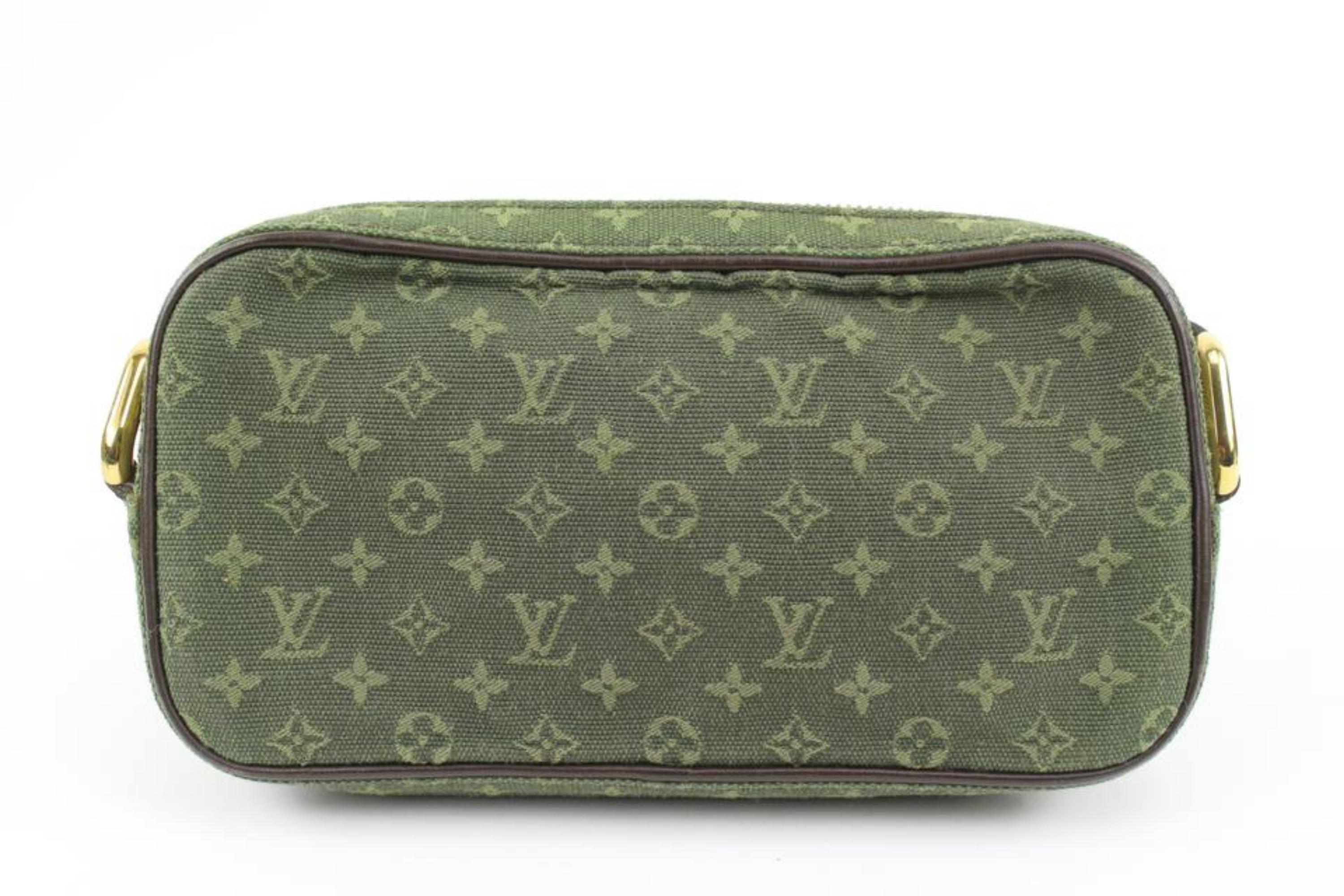 Louis Vuitton Khaki Green Monogram Mini Lin Juliette MM Crossbody Bag 64lv218s In Good Condition In Dix hills, NY
