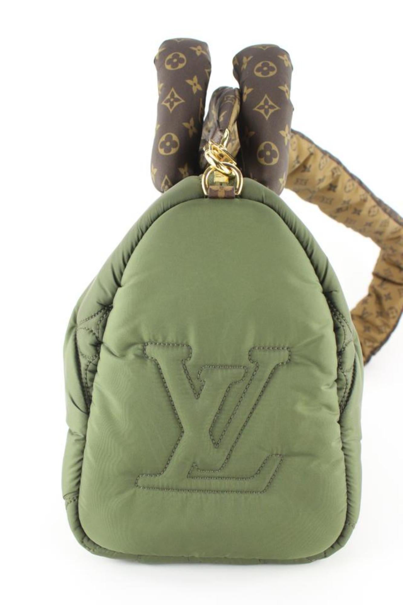 Women's Louis Vuitton Khaki Green Puffer Monogram Pillow Speedy Bandouliere 25 4LVJ1027