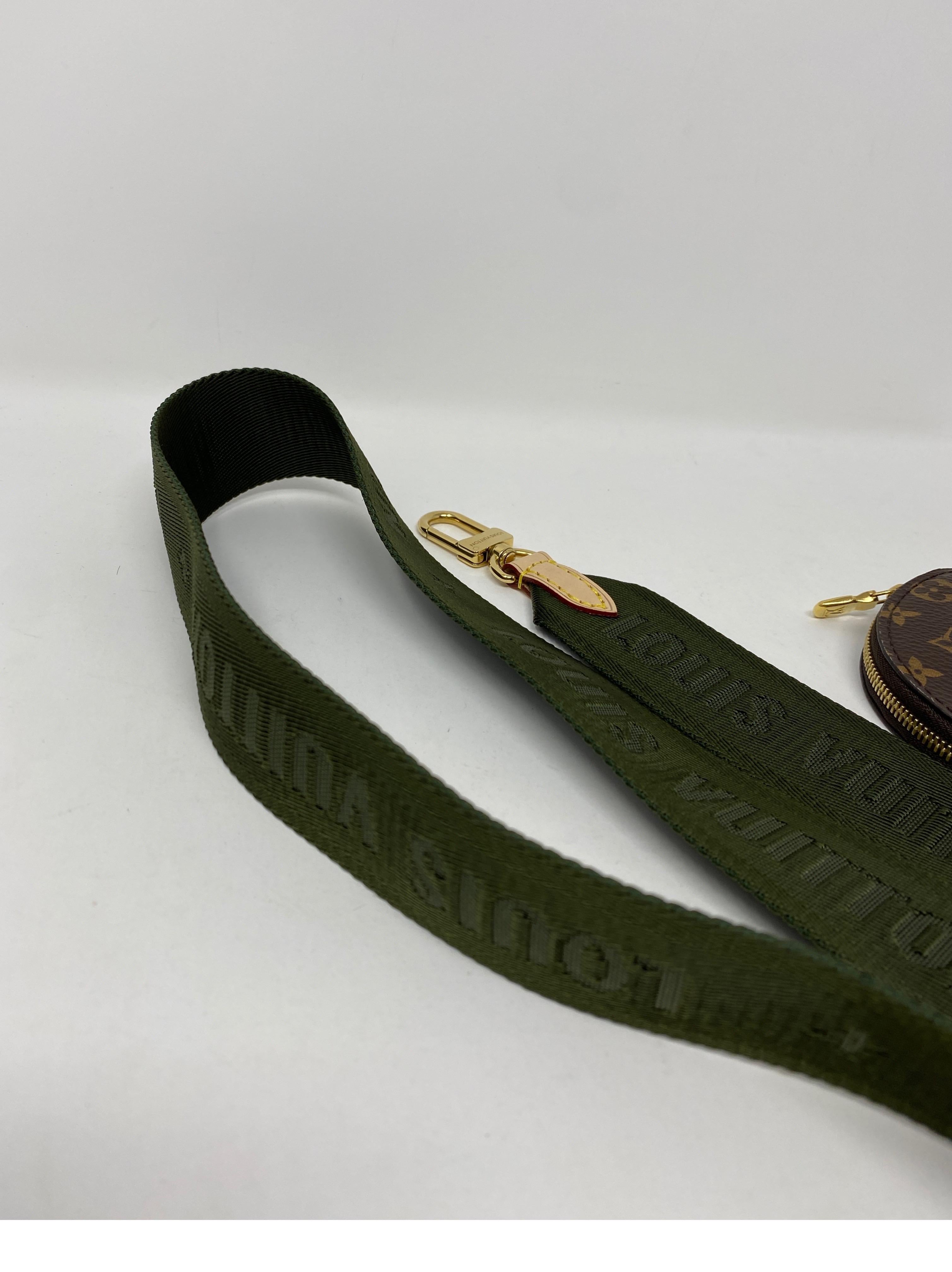Beige Louis Vuitton Khaki Green Strap Coin Bag  