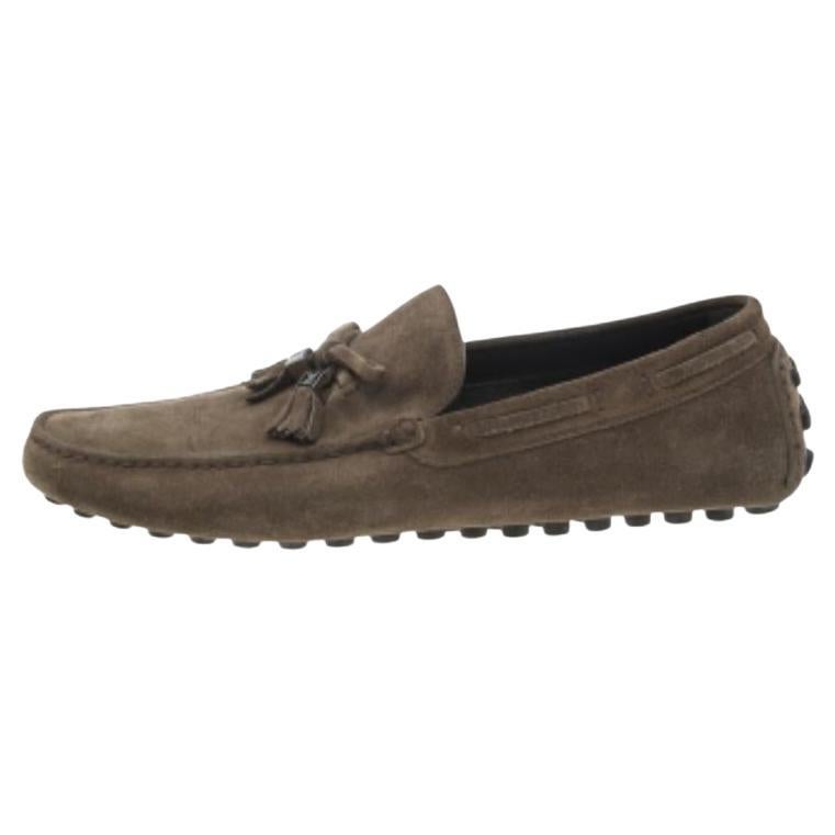 Louis Vuitton  Khaki Green Suede Imola Tassel Loafers Size 42 For Sale