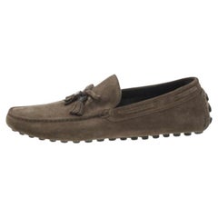 Louis Vuitton  Khaki Green Suede Imola Tassel Loafers Size 42