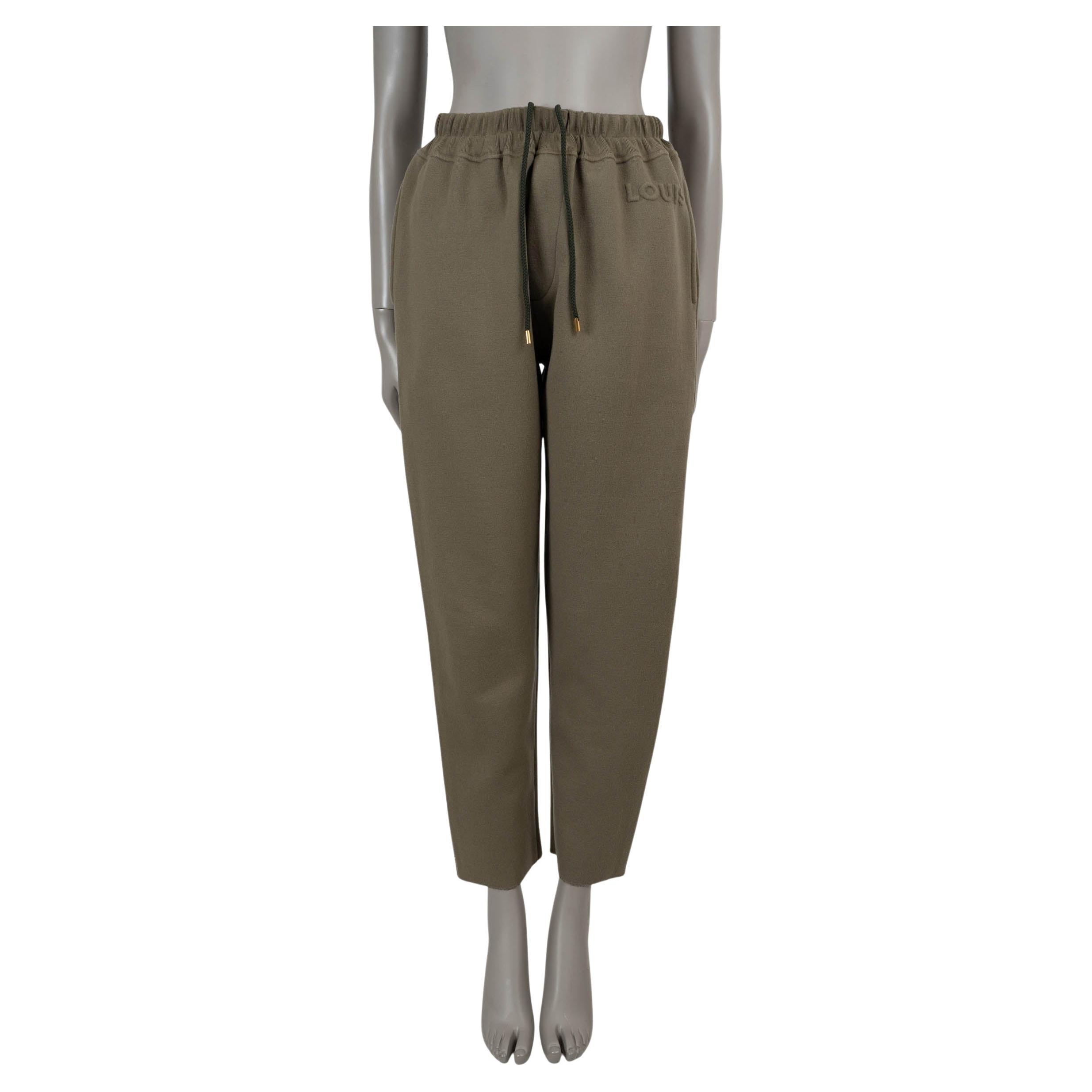 LOUIS VUITTON khaki green wool 2024 EMBOSSED SIGNATURE JOGGING Pants L