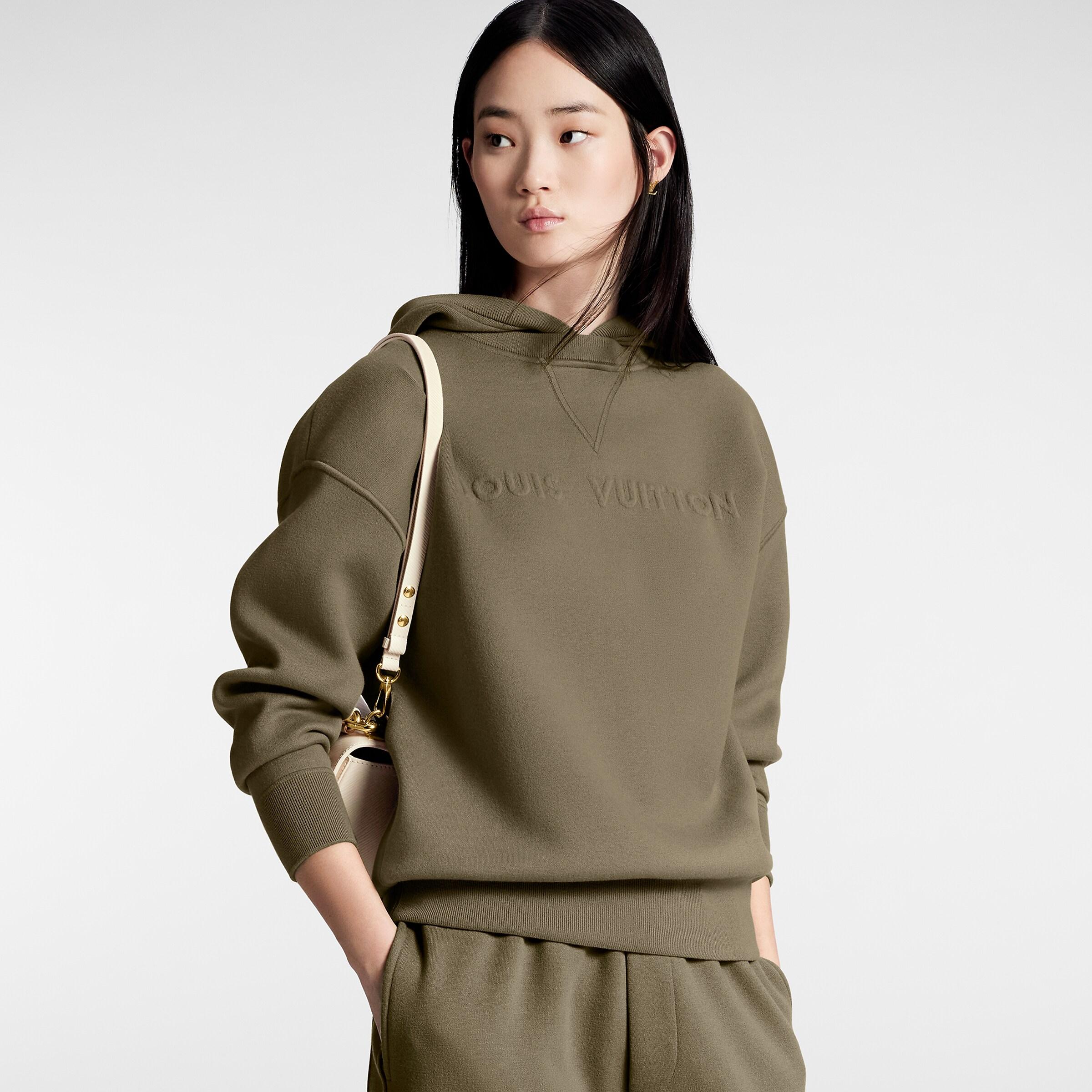 LOUIS VUITTON SIGNATURE Pull HOODIE ÉMBOSÉ vert kaki 2024 en vente 5