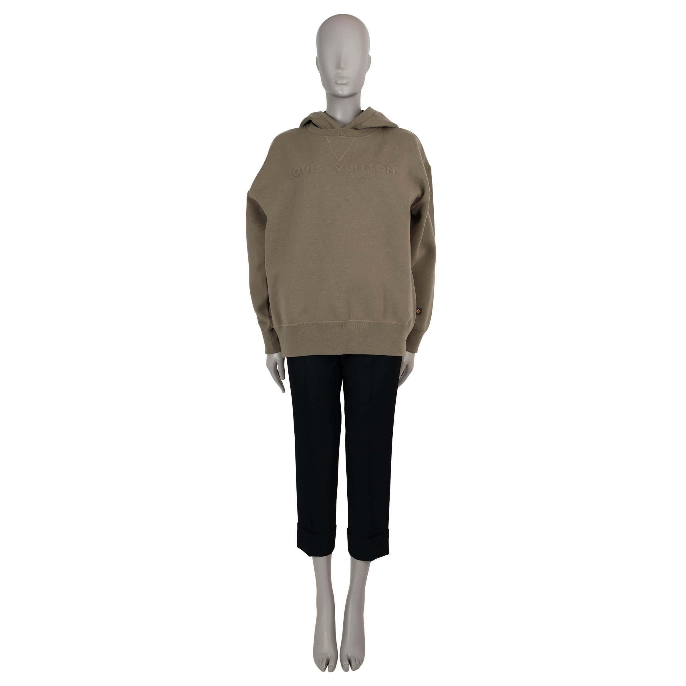 LOUIS VUITTON SIGNATURE Pull HOODIE ÉMBOSÉ vert kaki 2024 Excellent état - En vente à Zürich, CH