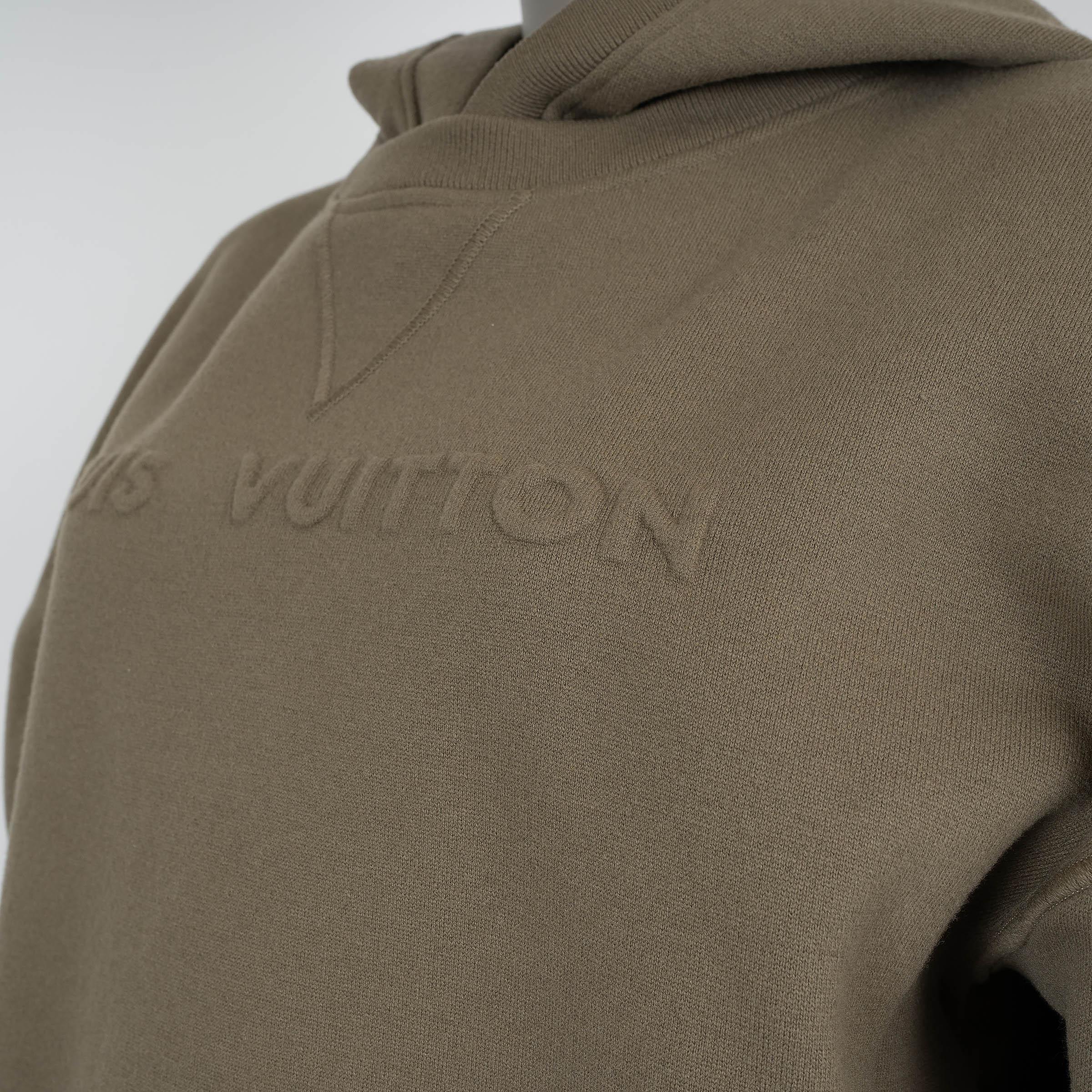 LOUIS VUITTON SIGNATURE Pull HOODIE ÉMBOSÉ vert kaki 2024 Pour femmes en vente