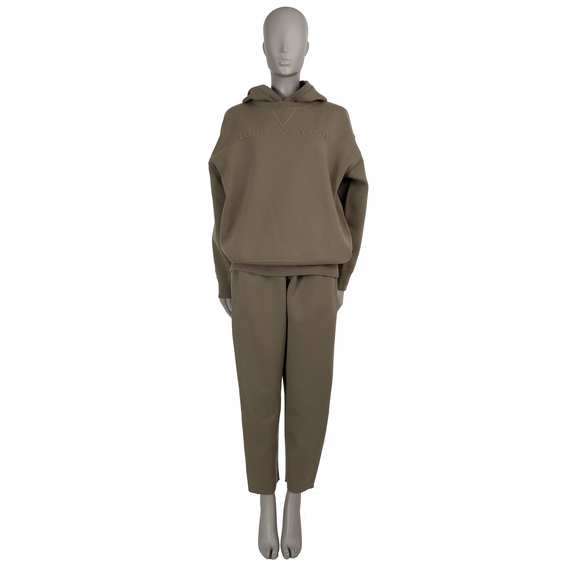LOUIS VUITTON SIGNATURE Pull HOODIE ÉMBOSÉ vert kaki 2024 en vente 3