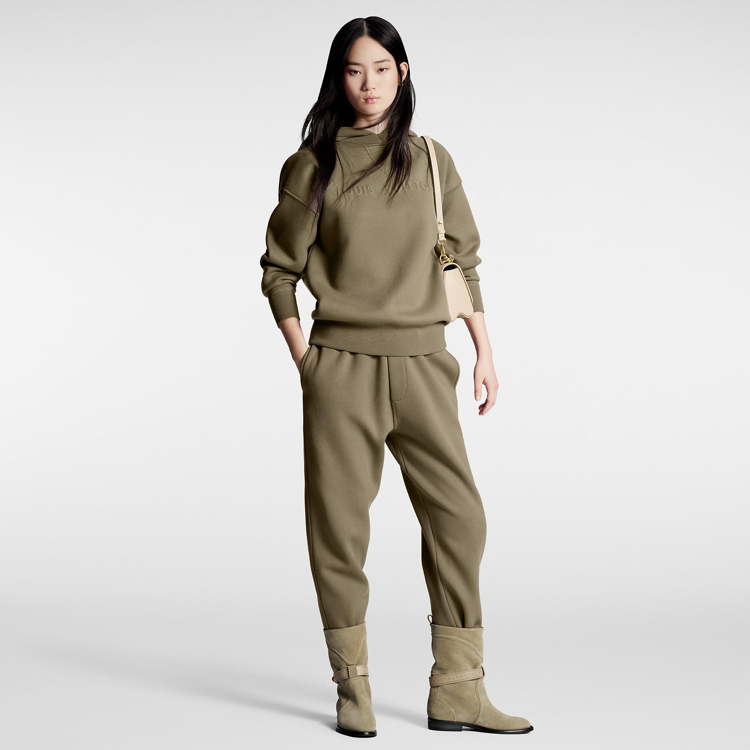 LOUIS VUITTON SIGNATURE Pull HOODIE ÉMBOSÉ vert kaki 2024 en vente 4
