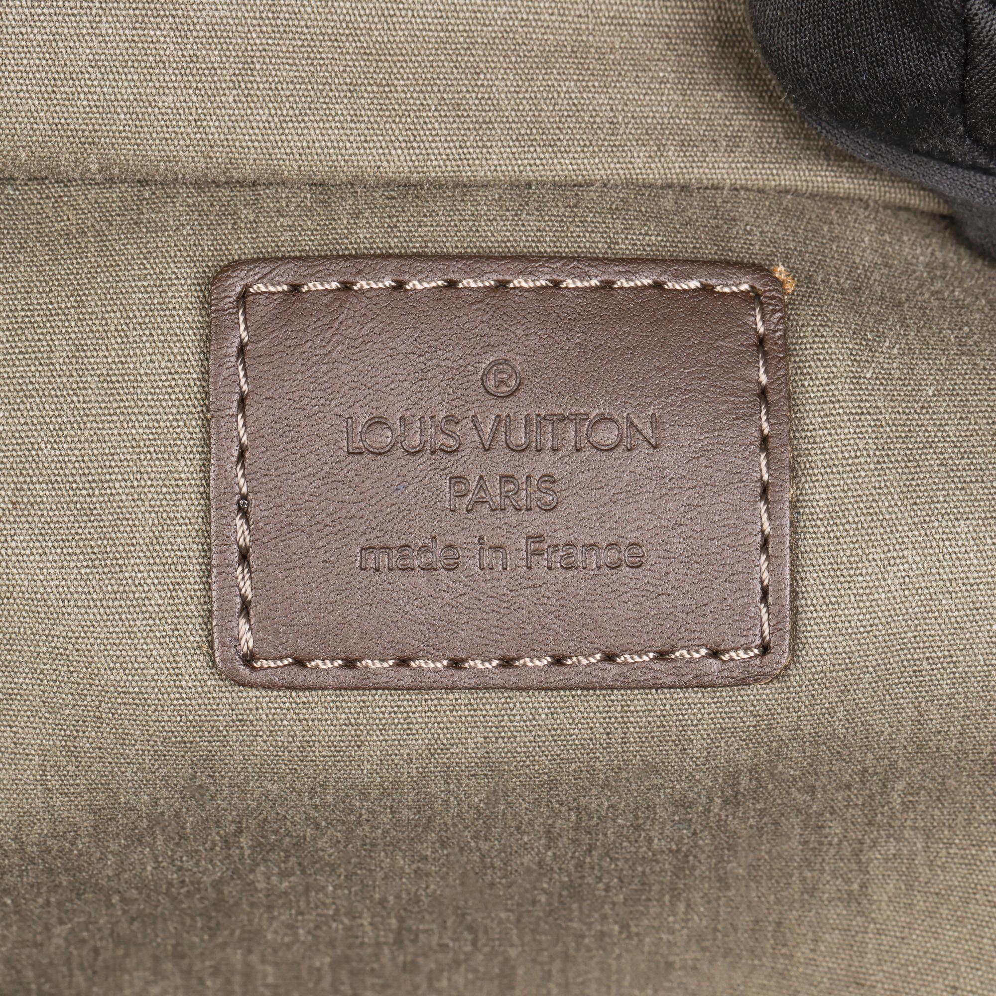 LOUIS VUITTON Khaki Mini Lin Monogram Linen & Brown Calfskin Leather Vintage Lou 4