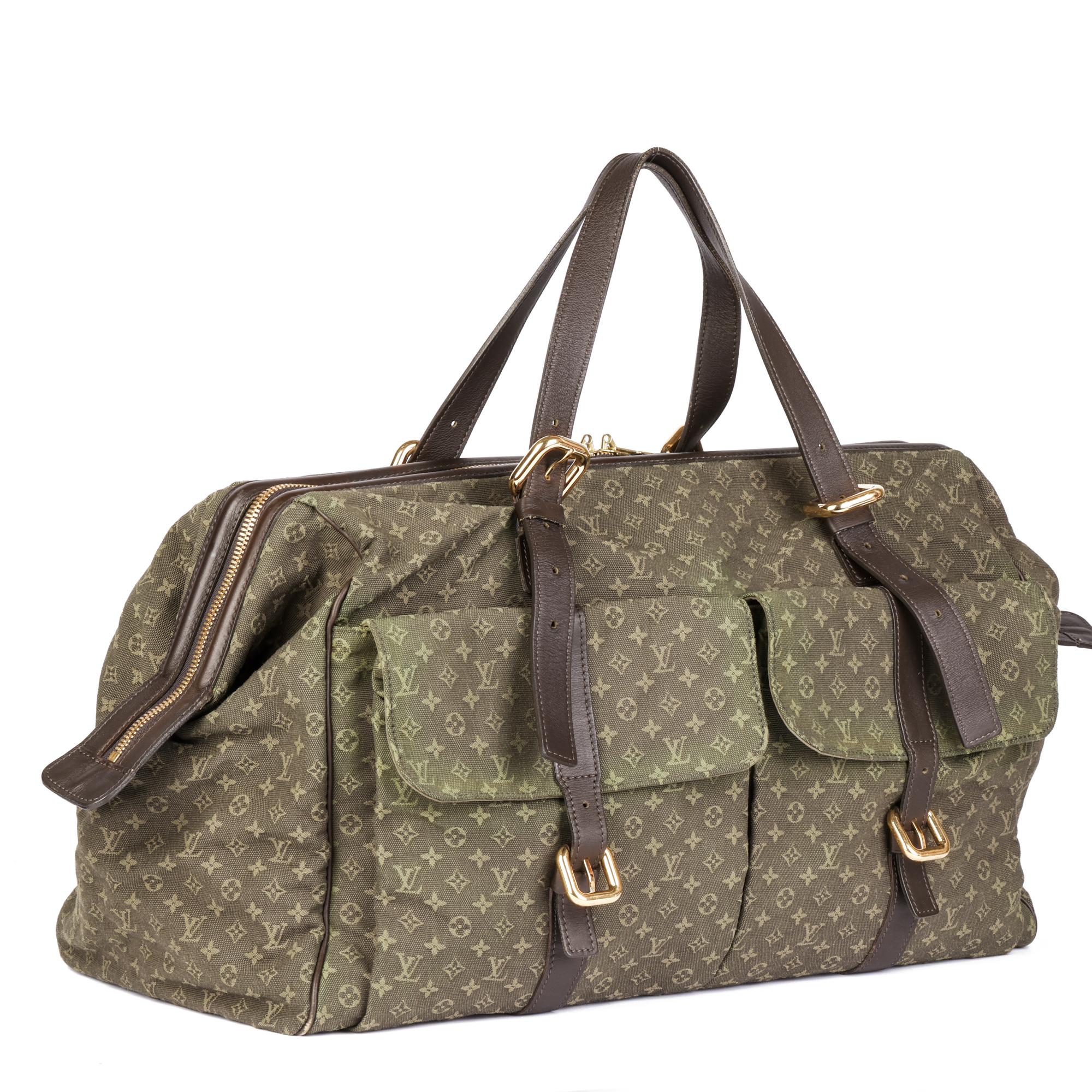 LOUIS VUITTON
Khaki Mini Lin Monogram Linen & Brown Calfskin Leather Vintage Louise

Serial Number: VI 0032
Age (Circa): 2002
Authenticity Details: Date Stamp (Made in France)
Gender: Ladies
Type: Travel

Colour: Khaki
Hardware: Gold
Material(s):