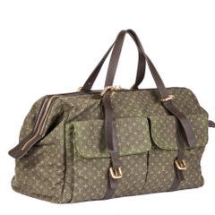 LOUIS VUITTON Khaki Mini Lin Monogram Linen & Brown Calfskin Leather Vintage Lou