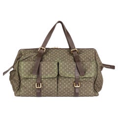 LOUIS VUITTON Khaki Mini Lin Monogram Linen & Brown Calfskin Leather Vintage Lou