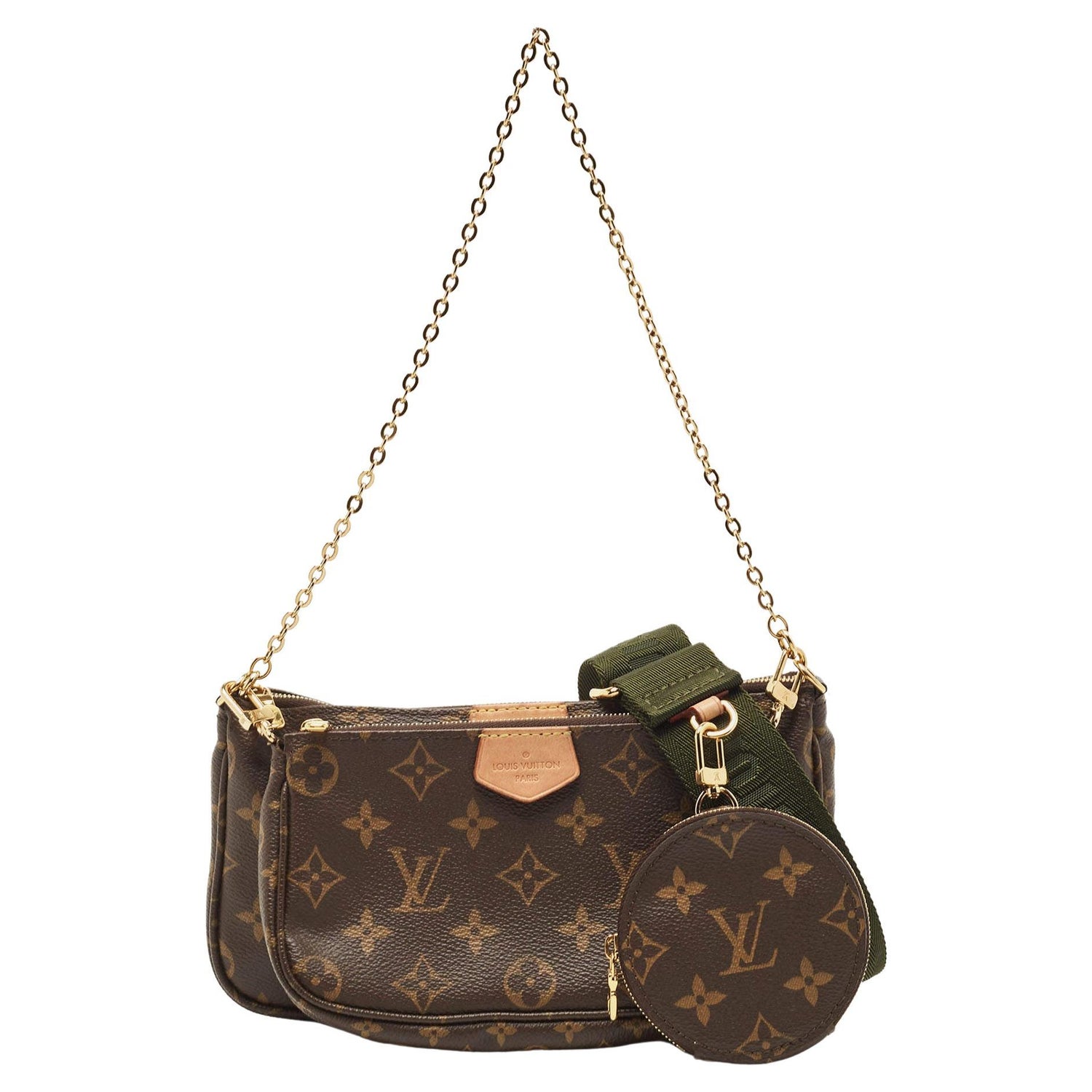 Rent Buy Louis Vuitton Multi Pochette Khaki Handbag