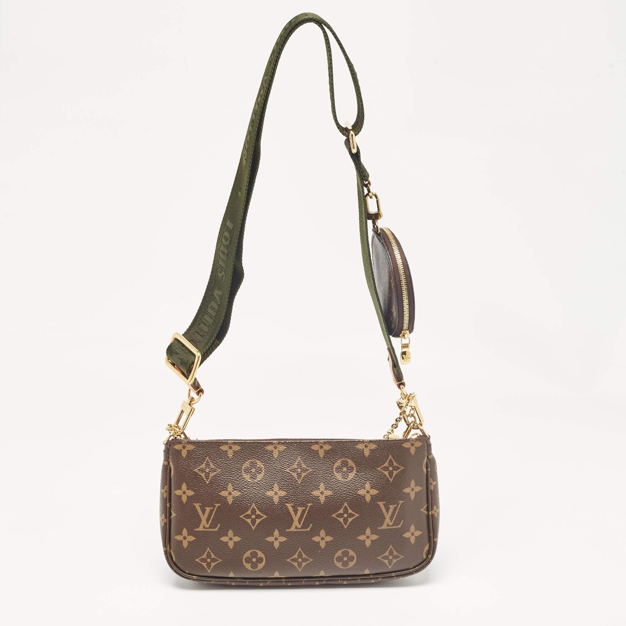 Louis Vuitton Khaki Monogram Canvas My LV World Tour Multi Pochette Accessoires In Good Condition In Dubai, Al Qouz 2