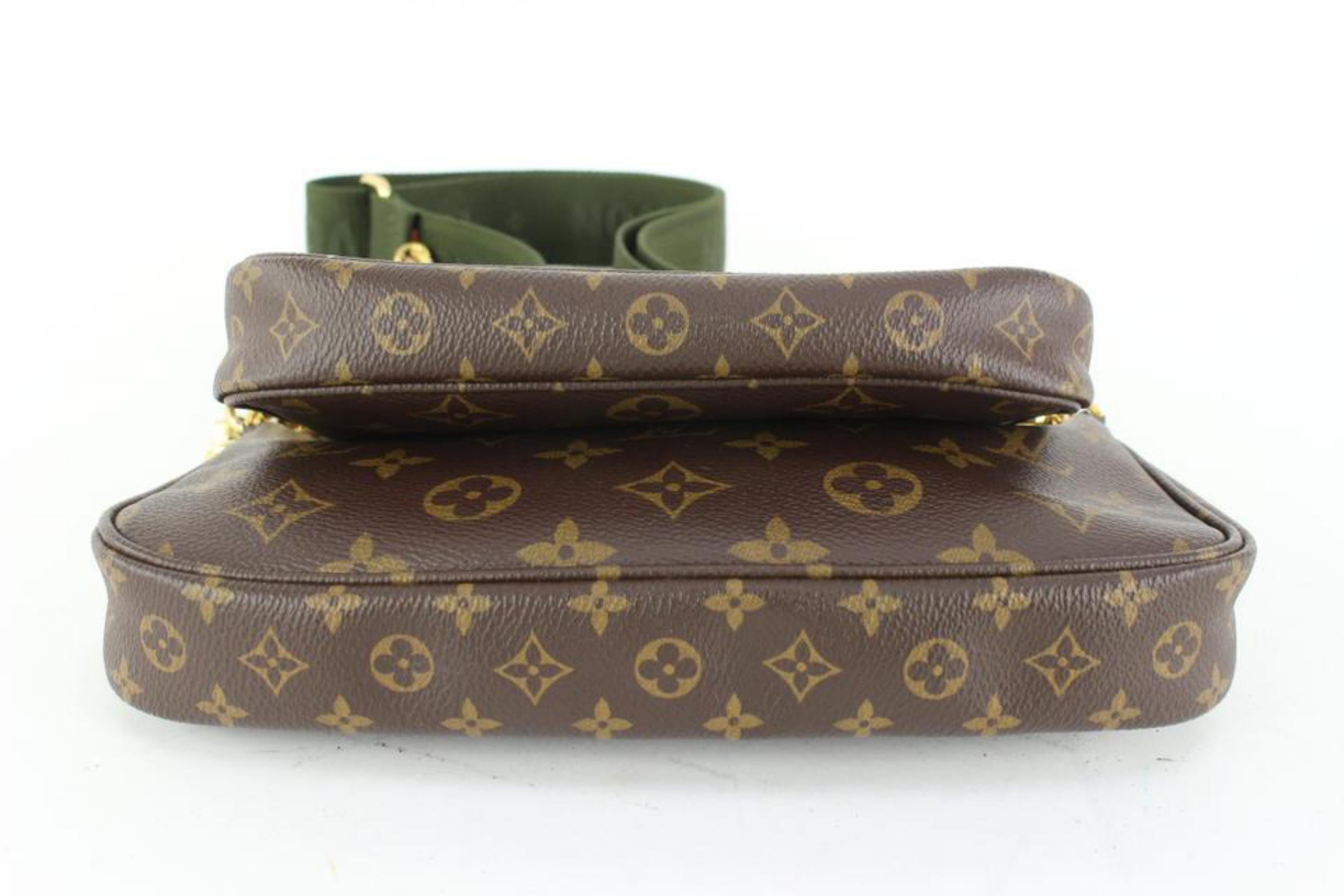 Louis Vuitton Khaki Monogram Multi Pochette Accessoires 3 Way 62lz63s Bon état - En vente à Dix hills, NY