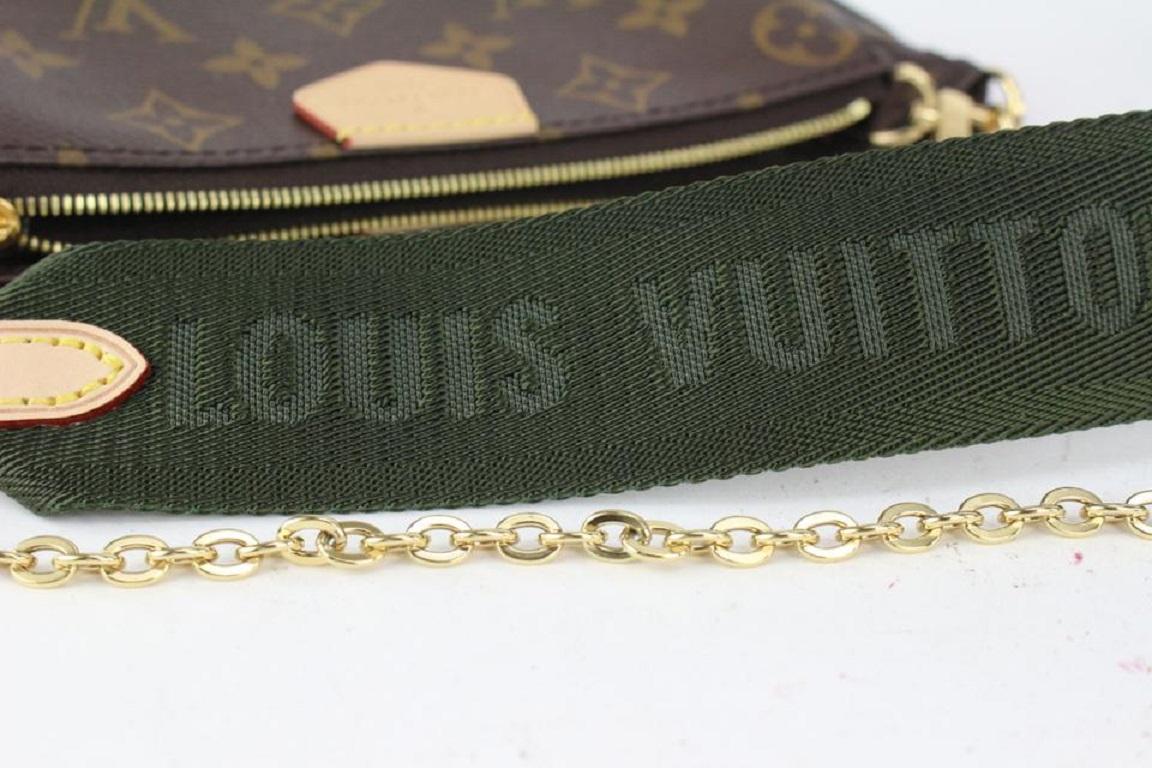 Louis Vuitton Khaki Monogram Multi Pochette Bag Trio Crossbody 1LV82 For Sale 2
