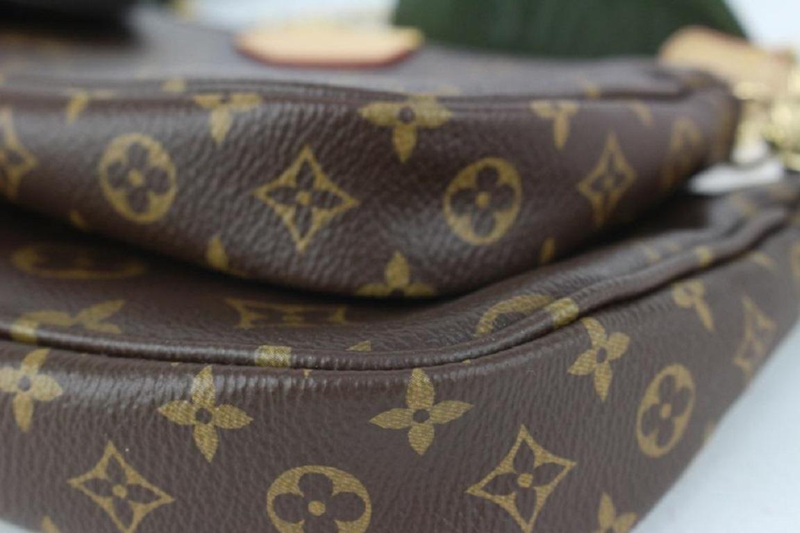 Women's Louis Vuitton Khaki Monogram Multi Pochette Bag Trio Crossbody 1LV82 For Sale