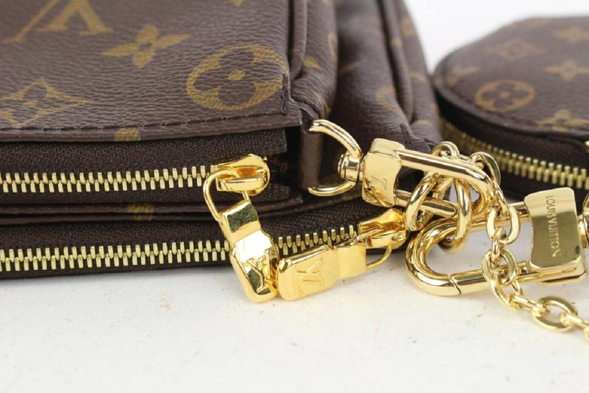 Louis Vuitton Khaki Monogram Multi Pochette Bag Trio Crossbody 1LV82 For Sale 1