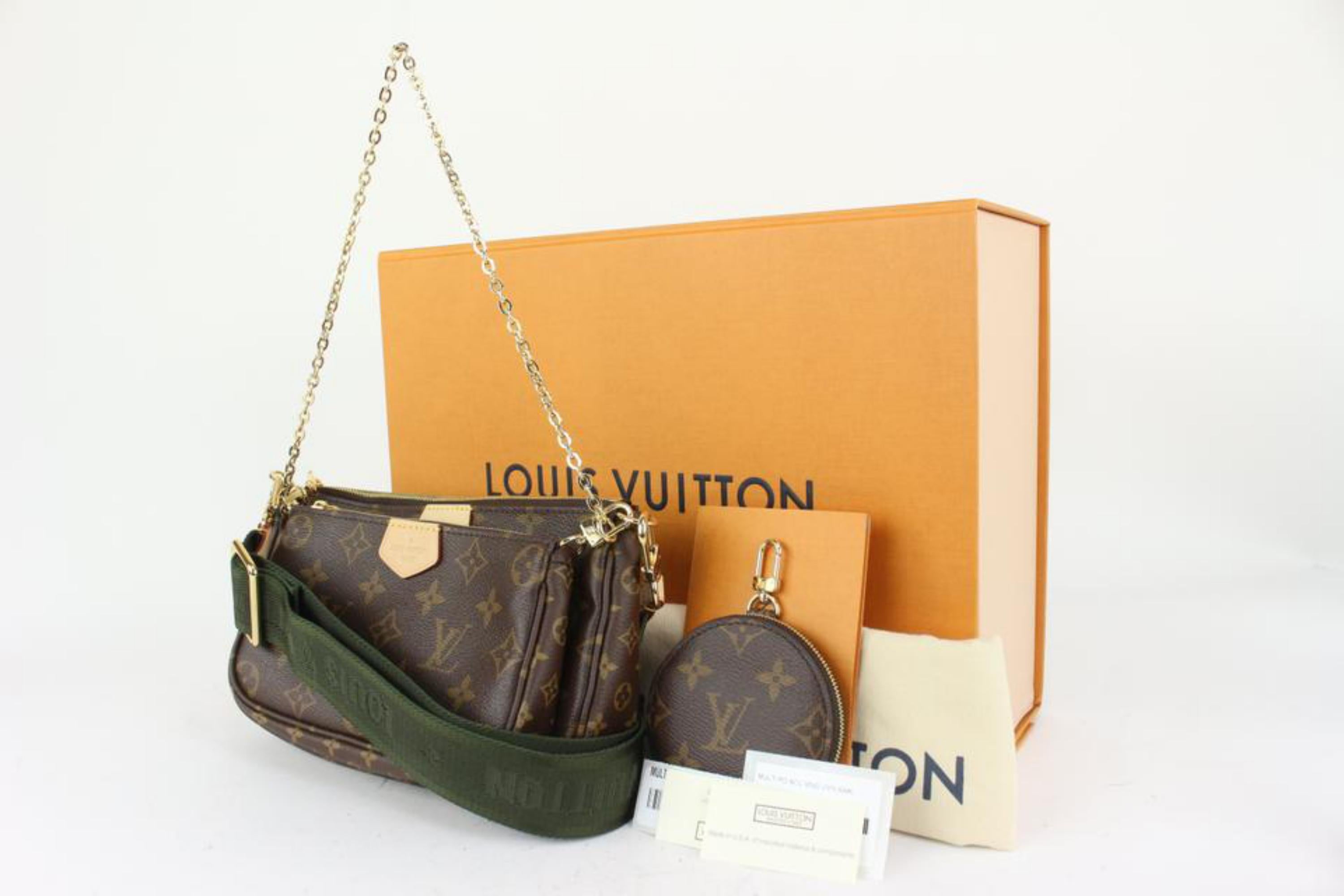 Louis Vuitton Khaki Multi Pochette Bag Trio Crossbody 6L110
Date Code/Serial Number: RFID Chip
Measurements: Length:  9