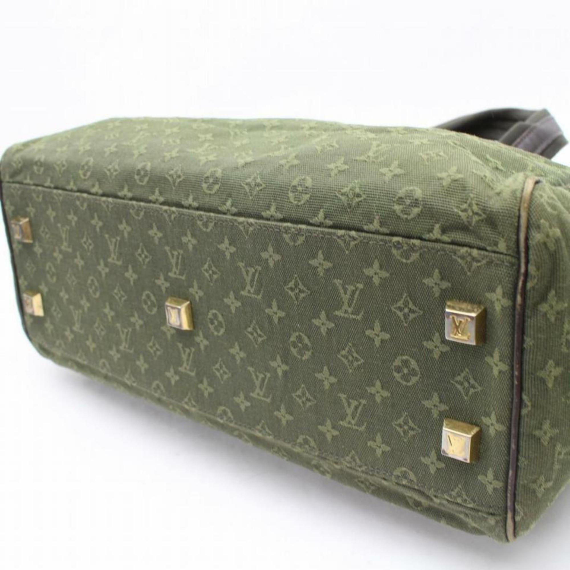 Louis Vuitton Khaki Olive Mini Lin Gm Boston Large 870160 Green Leather Satchel For Sale 5